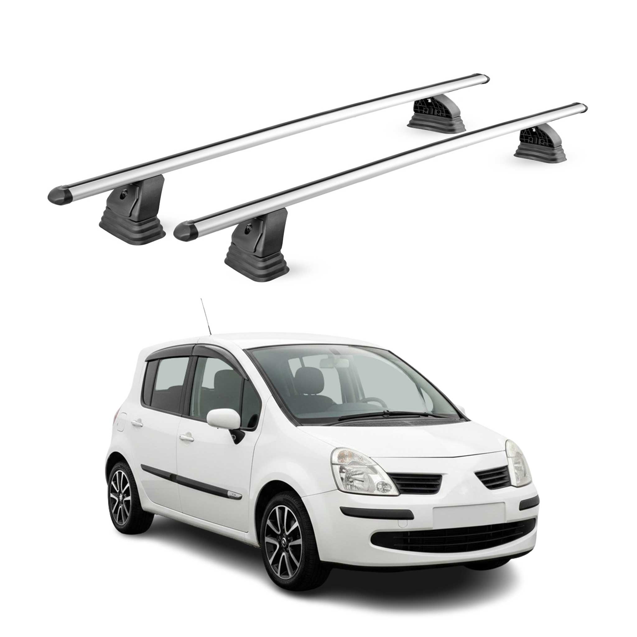 Barres de toit transversales Alu pour Renault Modus 2004-2013 TÜV 75 kg Gris 2x
