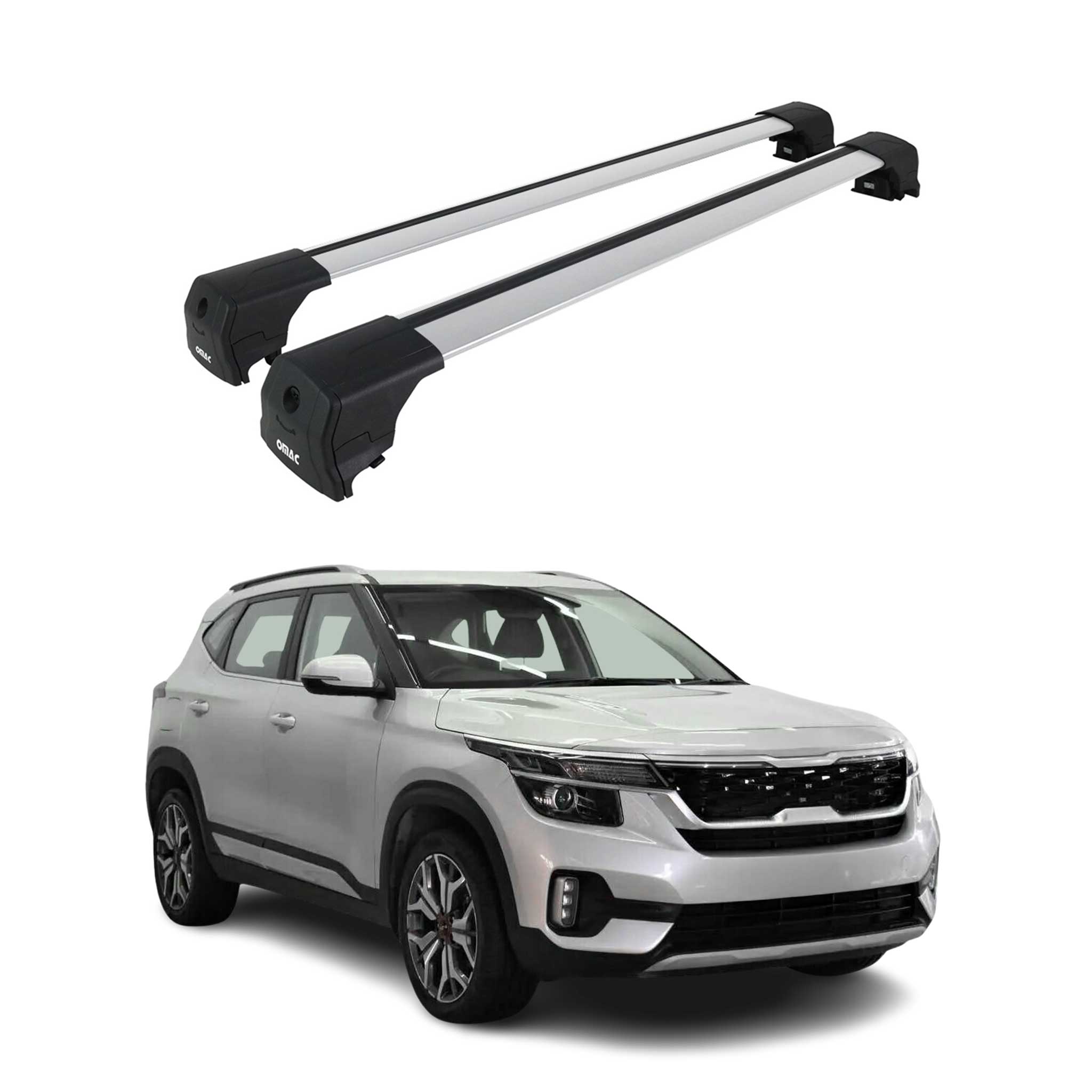 Barres de toit transversales pour Kia Seltos 2019-2026 Gris Aluminium