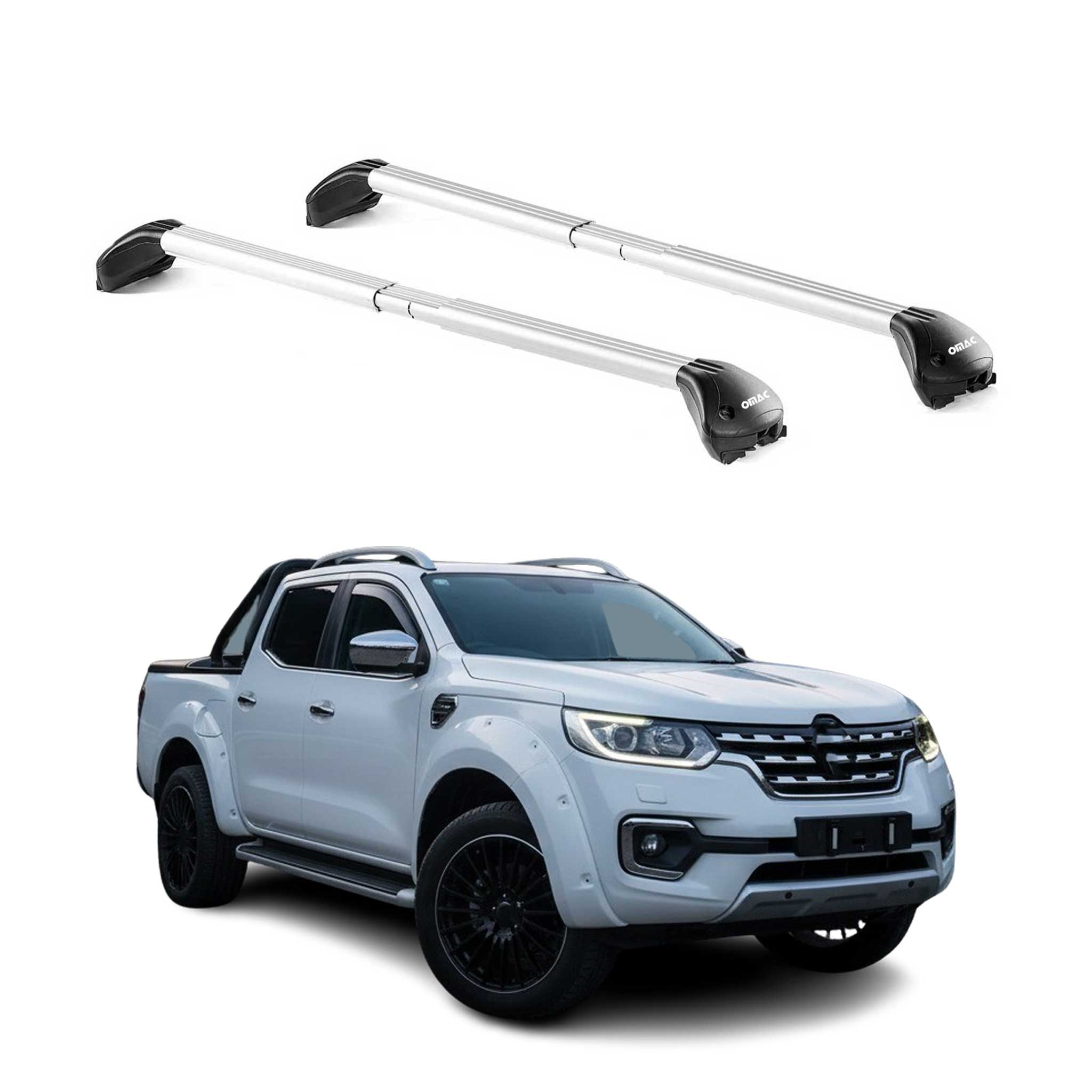 Barres de toit pour Renault Alaskan 2017-2021 4P Gris Argenté 2 pièces ABE