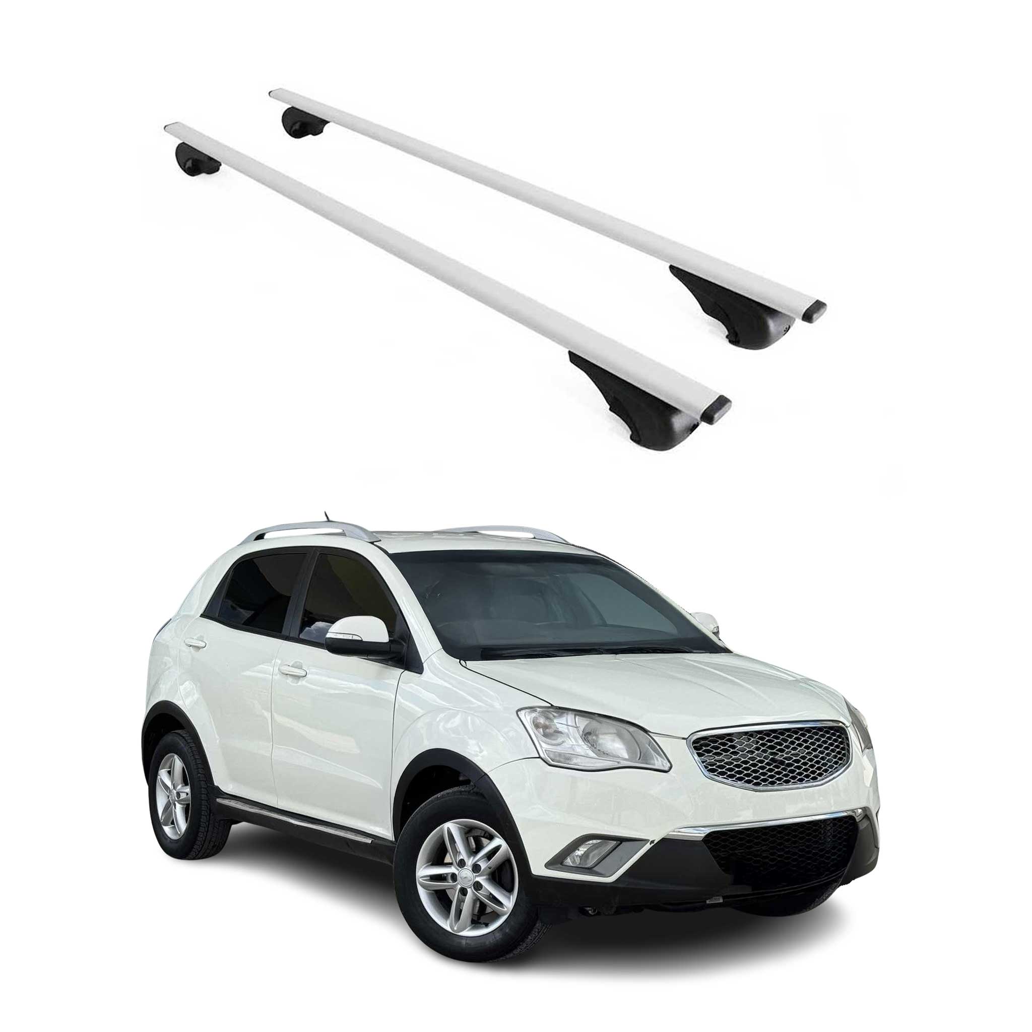 Barres de toit Transversales pour Ssangyong Korando 2010-2019 Fer Argent