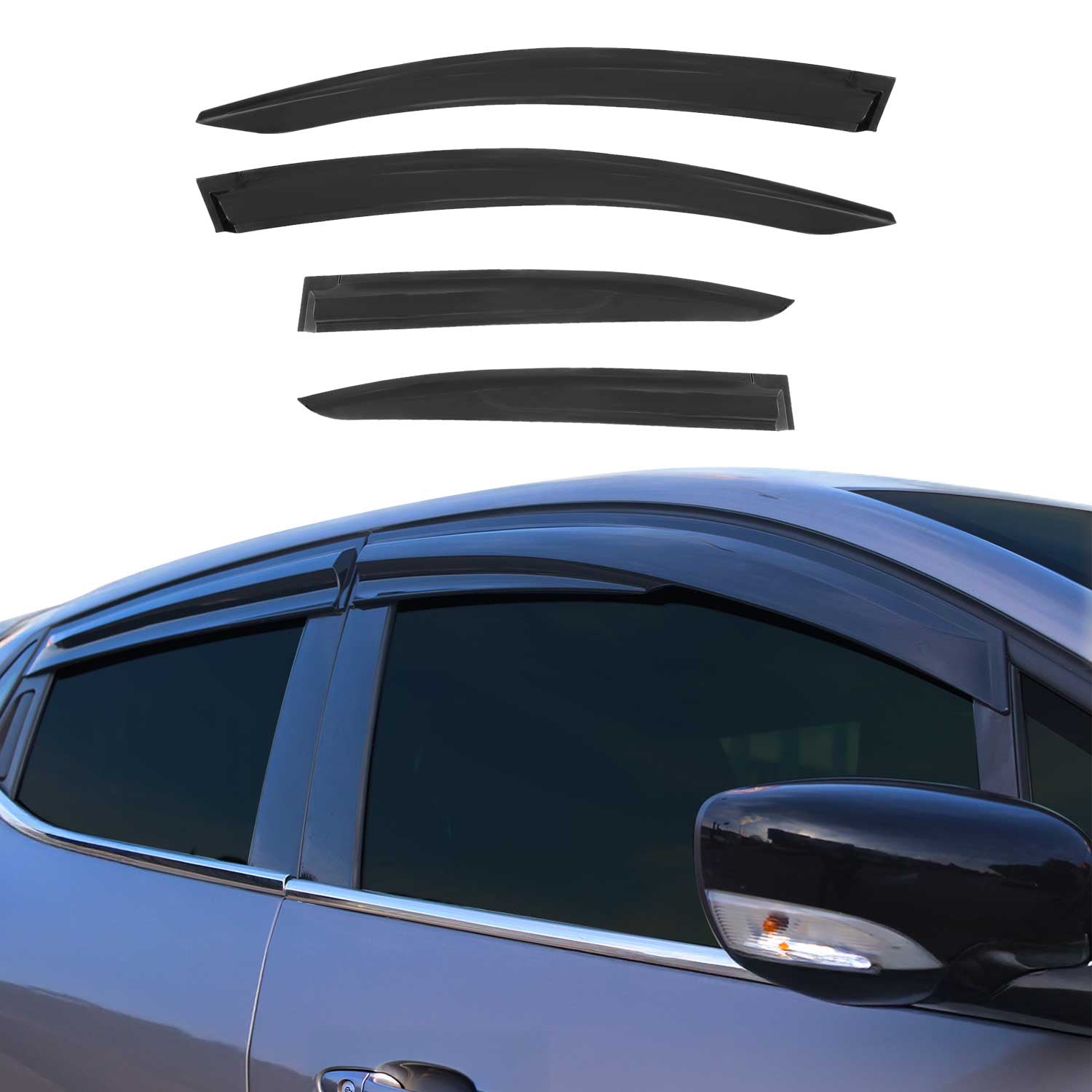 Déflecteurs de Vent pluie d'air pour Honda Civic 2011-2016 SD Acrylique Noir 4x