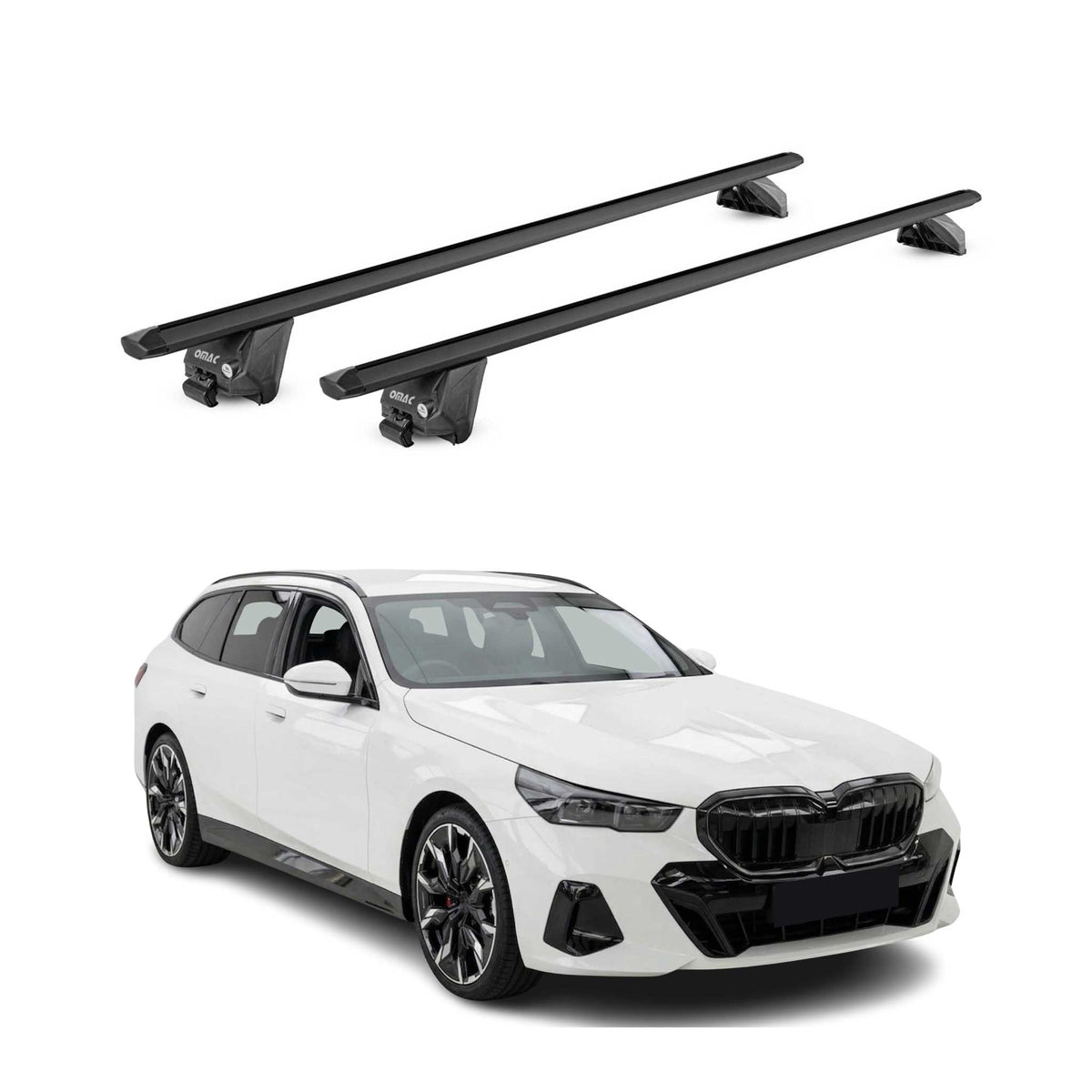 Barres de toit pour BMW Série 5 G61 Break 2024-2026 Alu Noir 2 pièces ABE