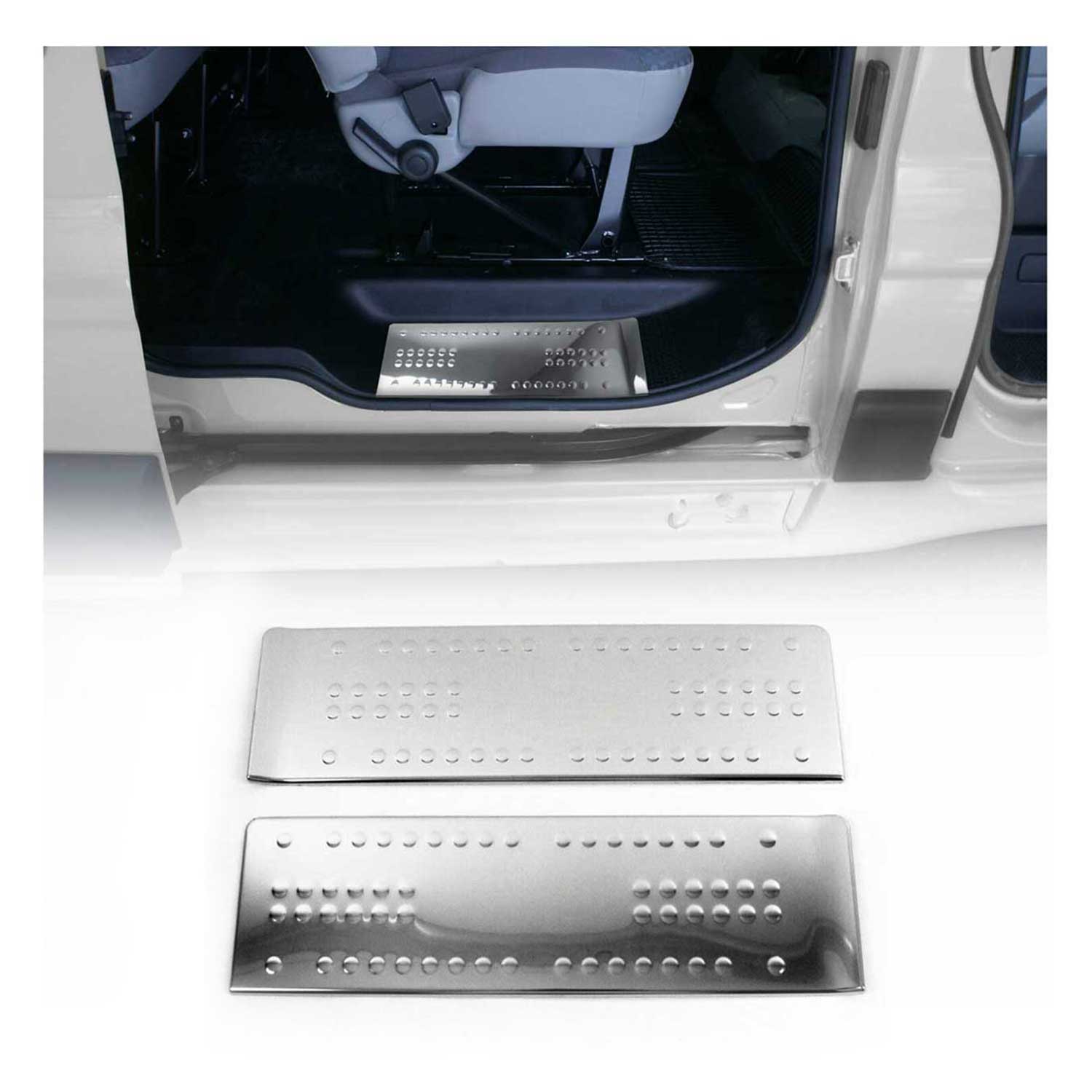 Seuil de porte intérieur pour Opel Vivaro A 2001-2014 acier inox chromé 2 Pcs