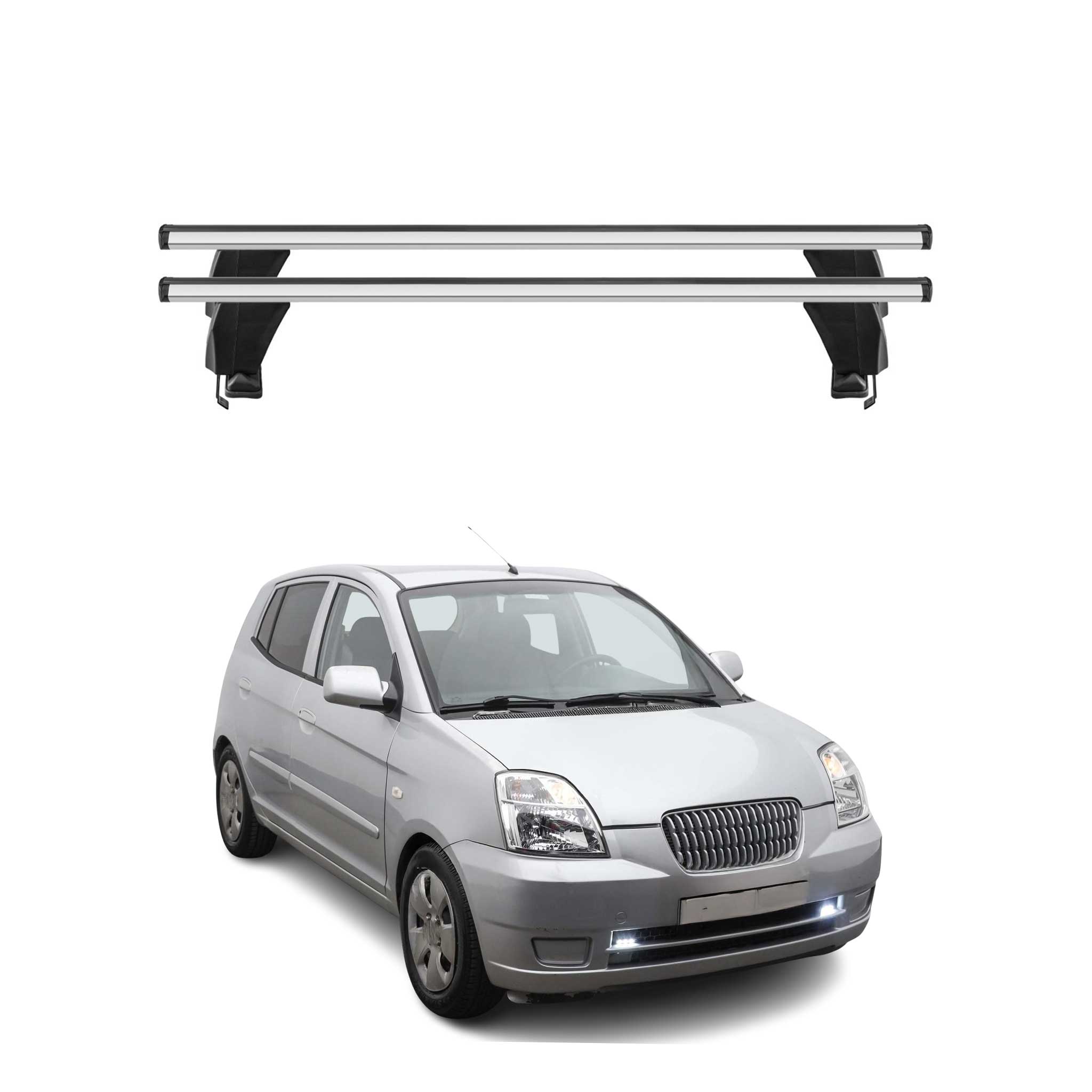 Menabo Barres de toit Transversales pour Kia Picanto 2004-2010 Gris ABE 2x