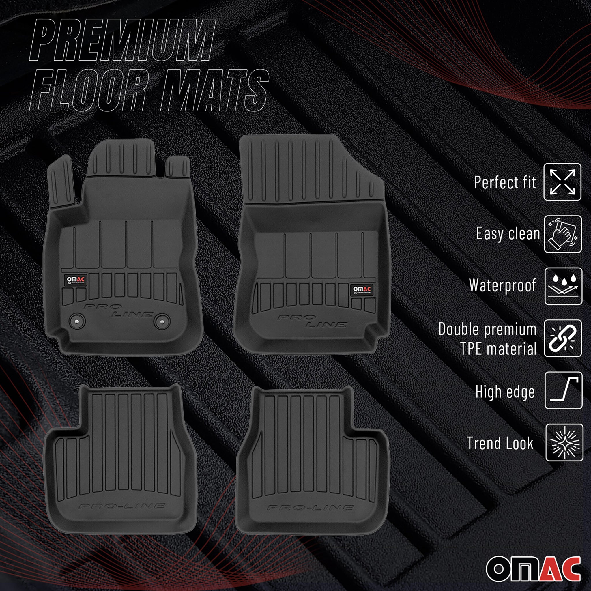 Tapis de Sol pour Citroen C4 Cactus 2014-2018 Caoutchouc TPE Noir