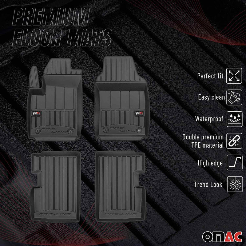 OMAC Tapis de sol en caoutchouc pour Fiat 500 500C 2007-2023 Noir Premium