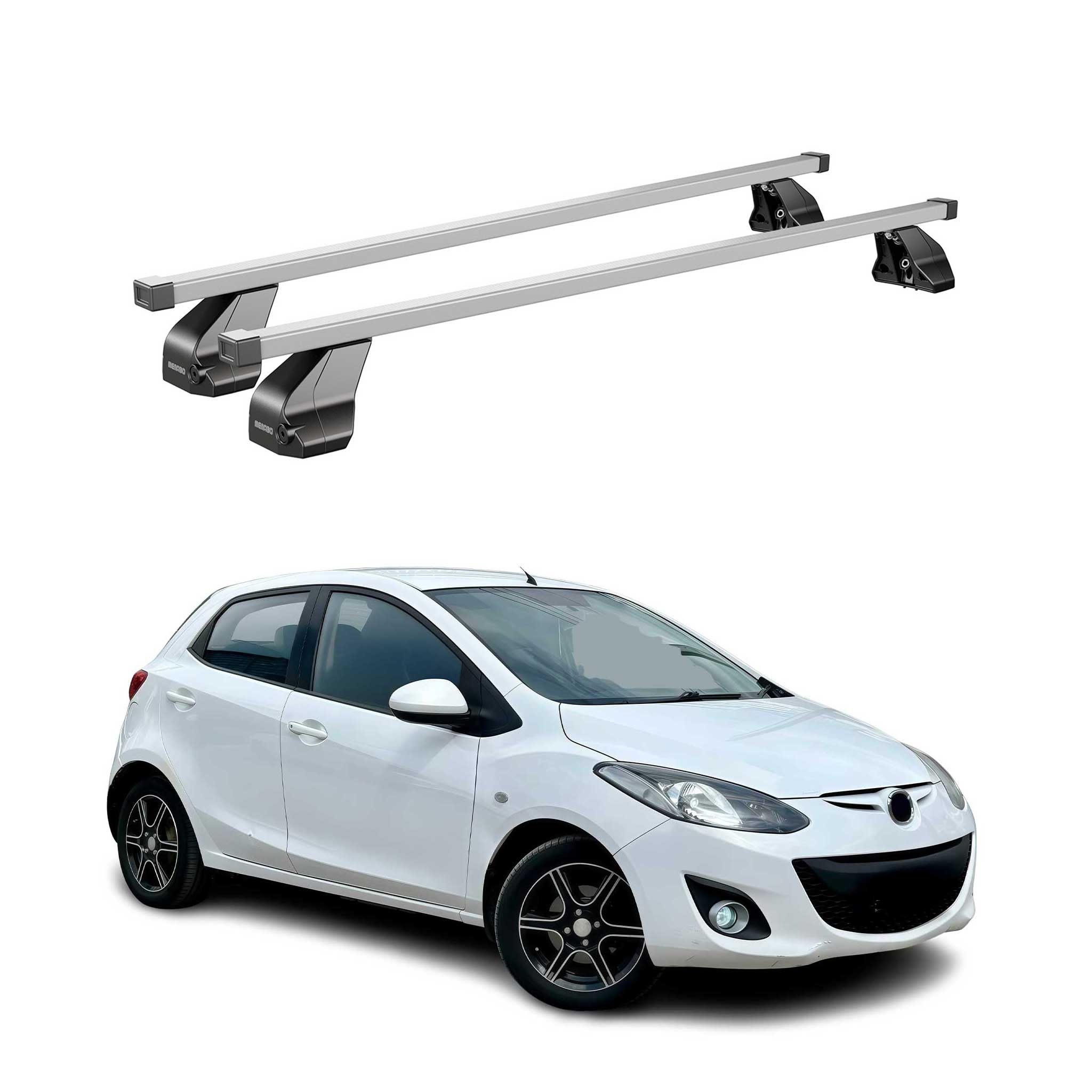 Barres de toit transversales pour Mazda 2 2009-2013 Acier Gris