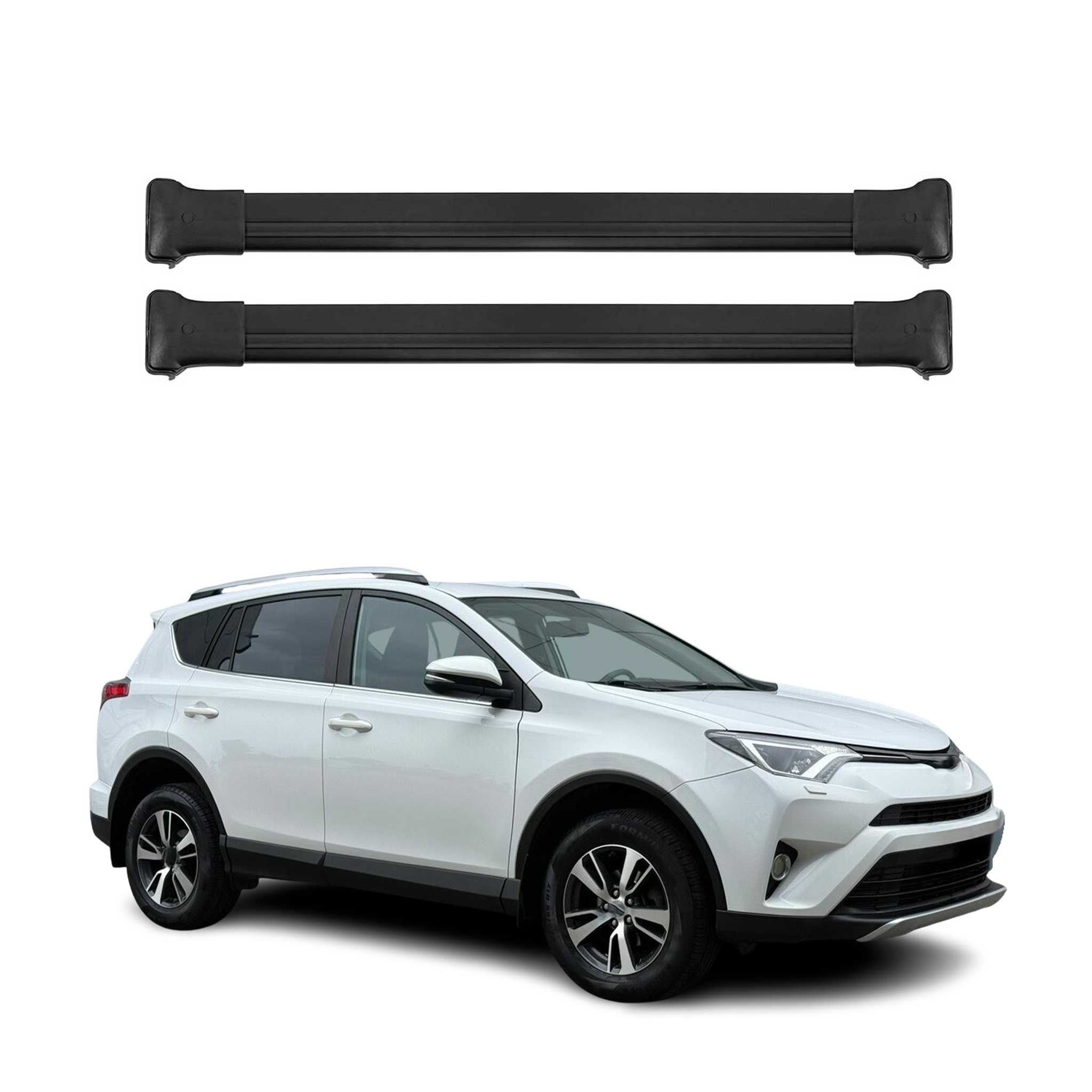Barres de toit transversales pour Toyota RAV4 IV V 2012-2025 Aluminium Noir 2Pcs