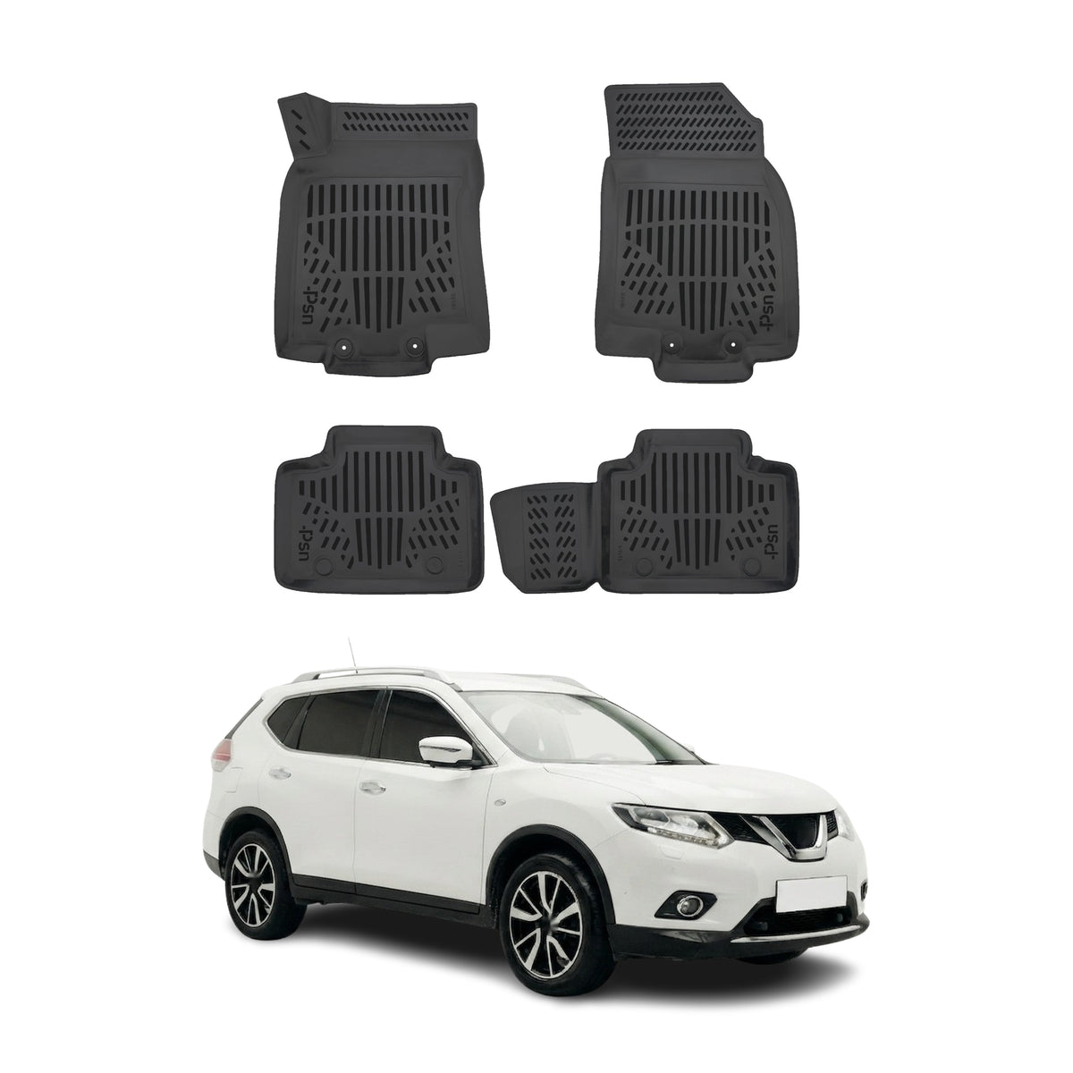 Tapis de sol pour Nissan X-Trail T32 2013-2022 Noir 3D en Caoutchouc TPE 4Pcs