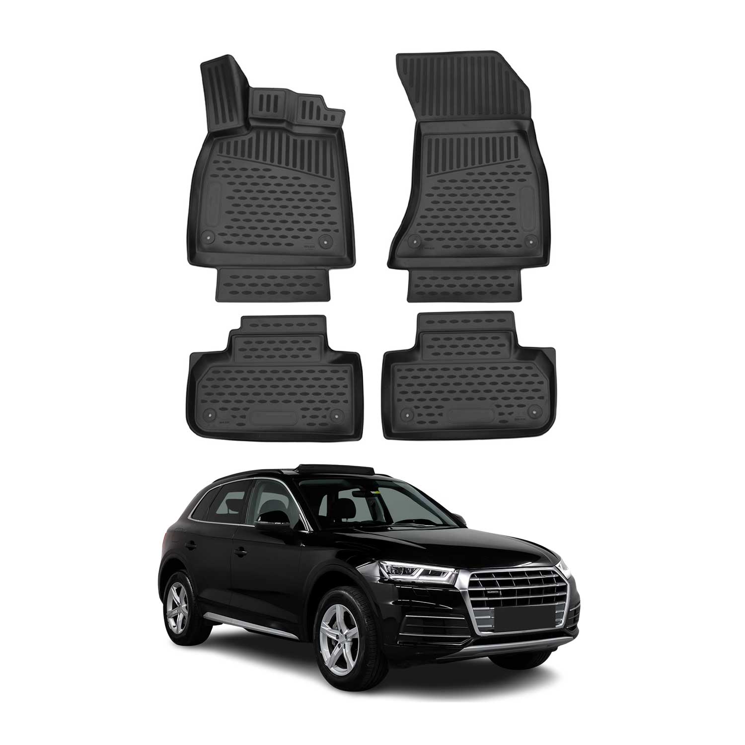 OMAC 3D Tapis de sol pour Audi Q5 FY 2017-2024 caoutchouc TPE Noir 4Pcs