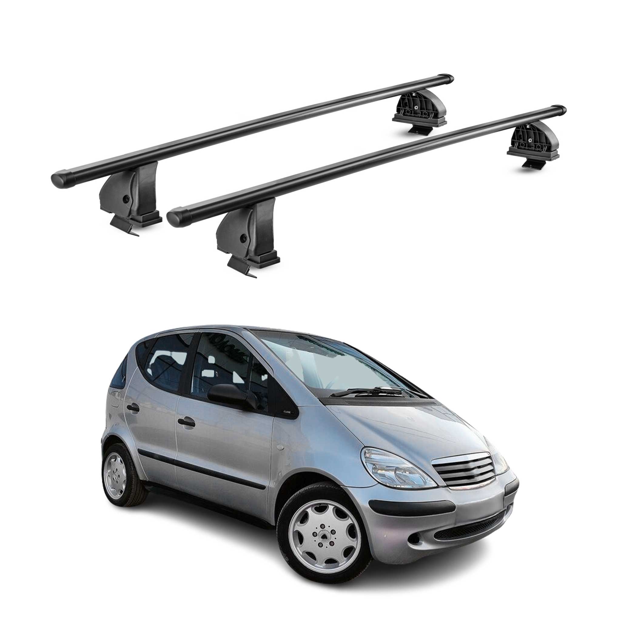 Barres de toit transversales acier pour Mercedes Classe A W168 1997-2004 Noir 2x