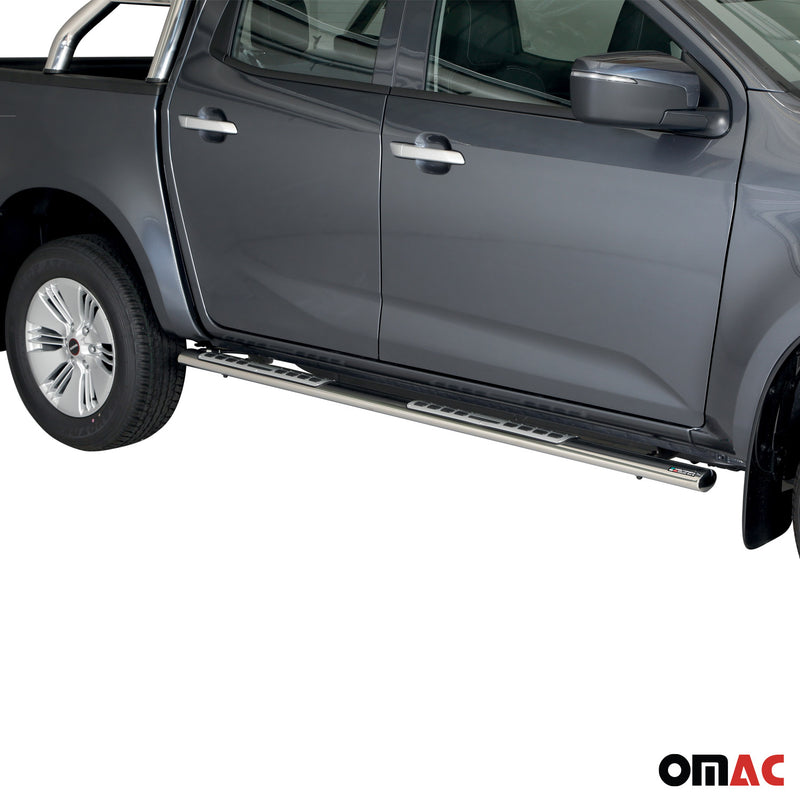 Marchepieds Latéraux pour Isuzu D-Max Double Cab 2020-2025 Acier Inoxy Argent