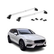 Barres de toit transversales pour Volvo V60 I Cross Country 2015-18 Alu Gris ABE