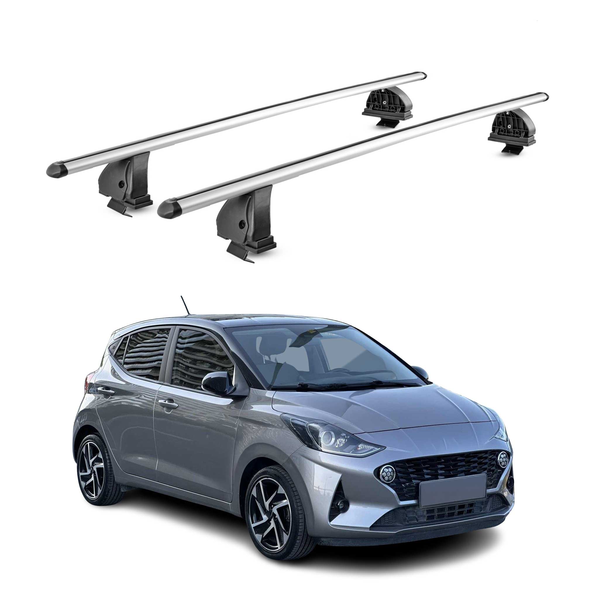 Barres de toit transversales Alu pour Hyundai i10 III HB 2020-2026 TÜV Gris 2Pcs