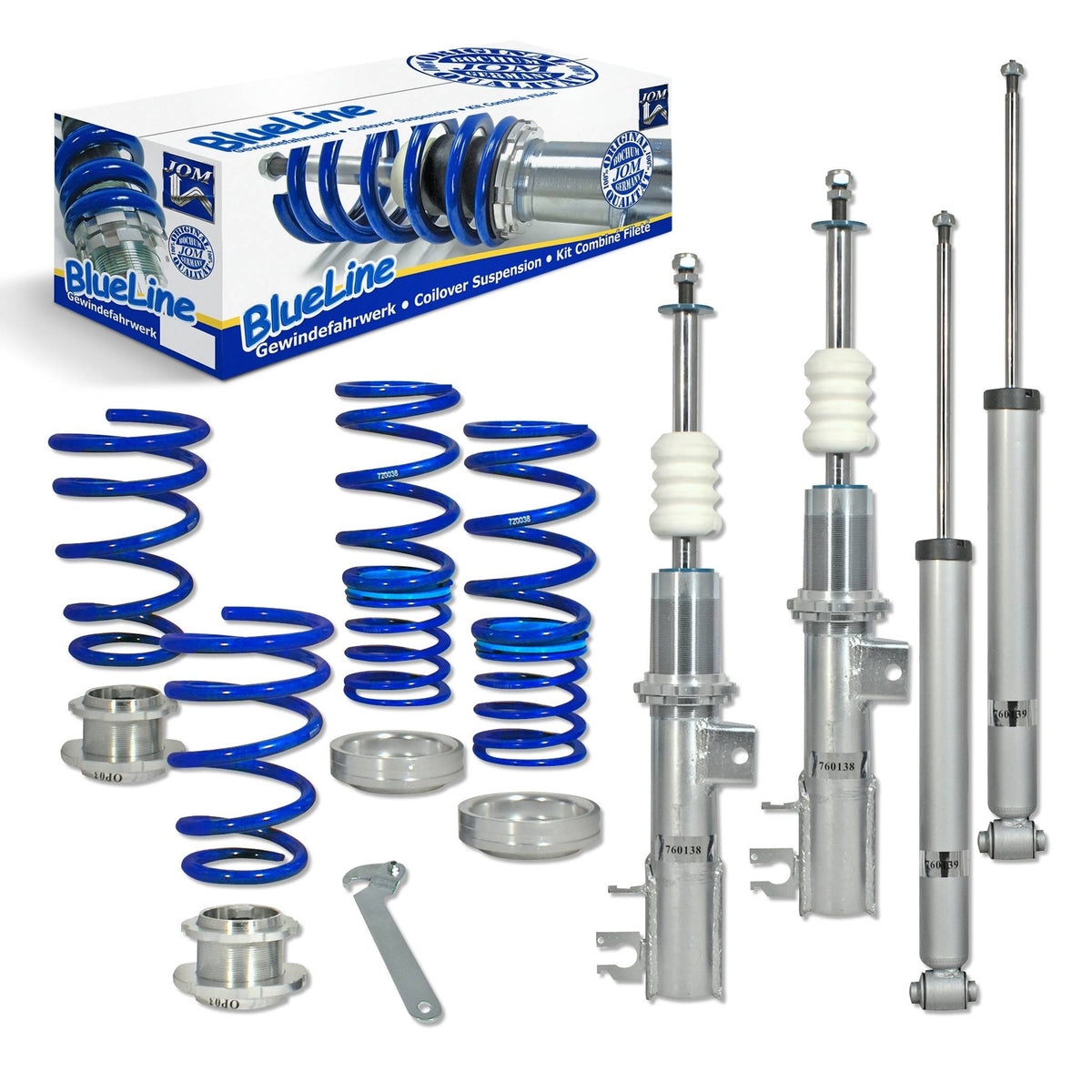 JOM BlueLine Combinés Filetés pour Fiat Grande Punto 199 16V / 1.3D / 1.4T-Jet