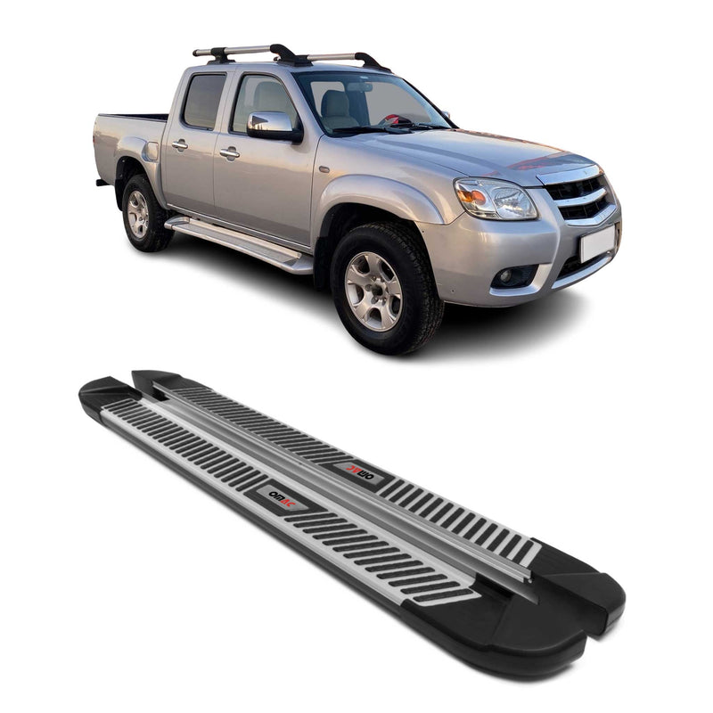 Marchepieds Latéraux pour Mazda BT-50 Double Cab 2012-2020 Noir Gris Alu 2Pcs