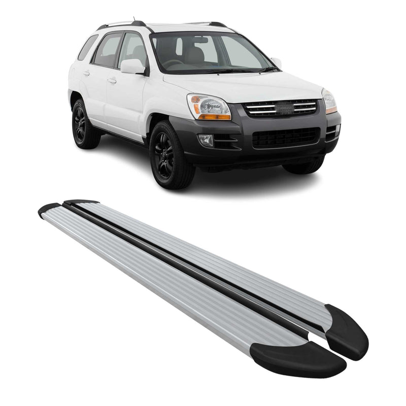 Marchepieds Latéraux pédale pour Kia Sportage 2004-2010 Aluminium Argent 2Pcs
