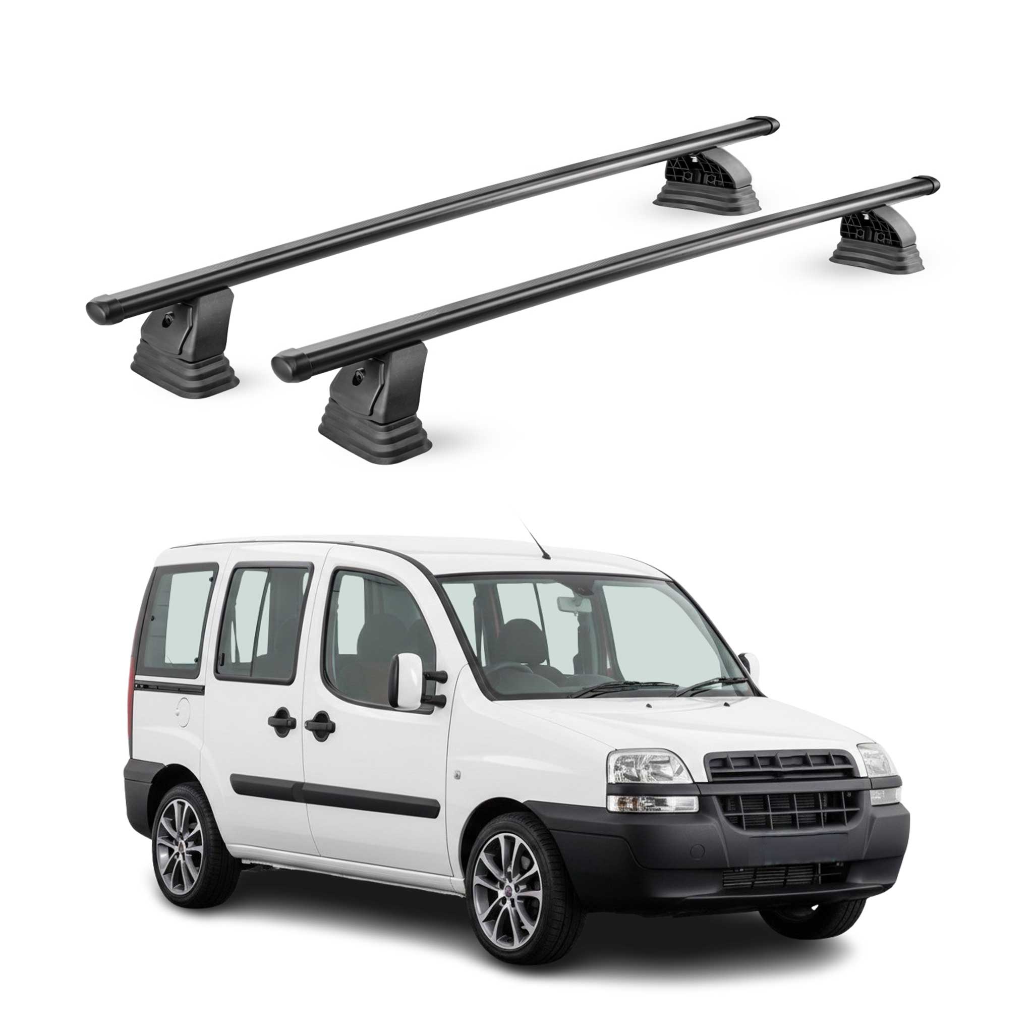 Barres de toit transversales acier pour Fiat Doblò I 2000-2010 TÜV 75 kg Noir 2x