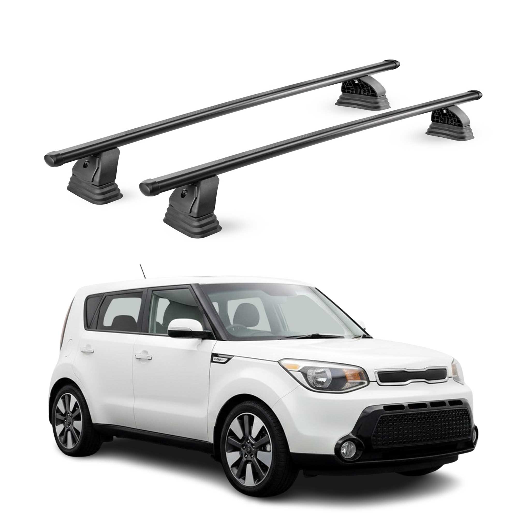 Barres de toit transversales acier pour Kia Soul II 2014-2019 TÜV 75 kg Noir 2x