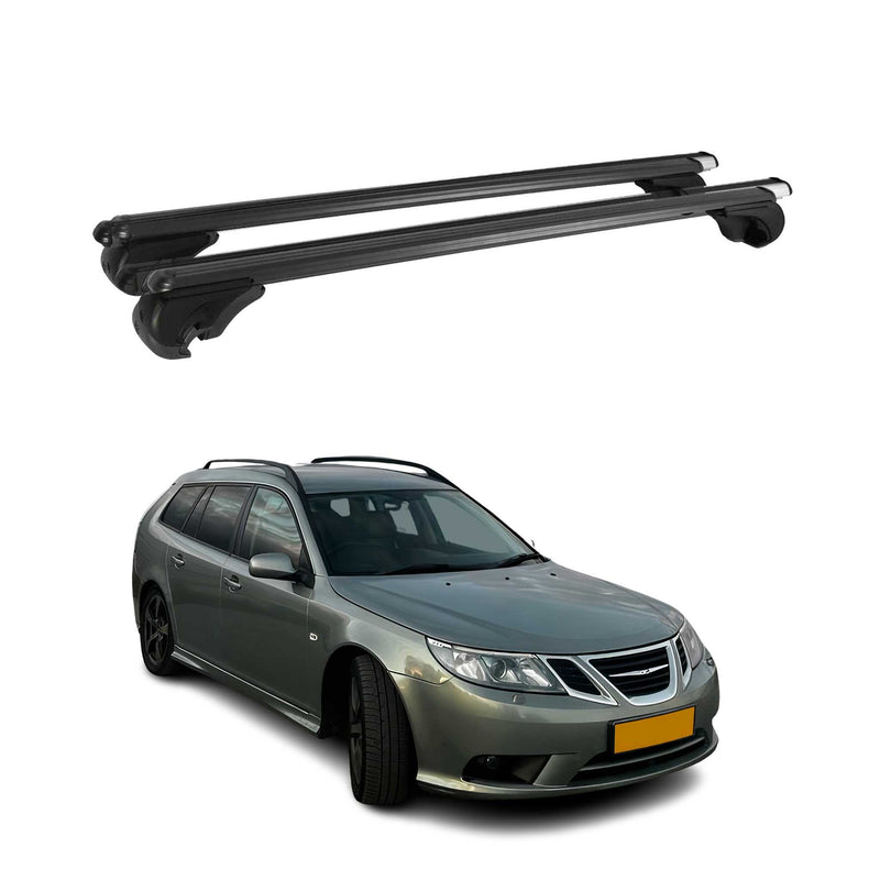 Barres de toit Transversales pour Saab 9-4X 2011-2012 Aluminium Noir