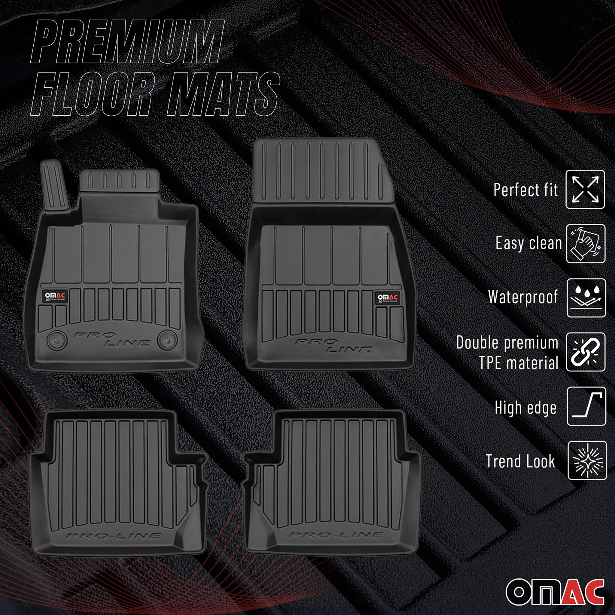 Tapis de Sol pour Ford Puma 2019-2026 Caoutchouc TPE Noir
