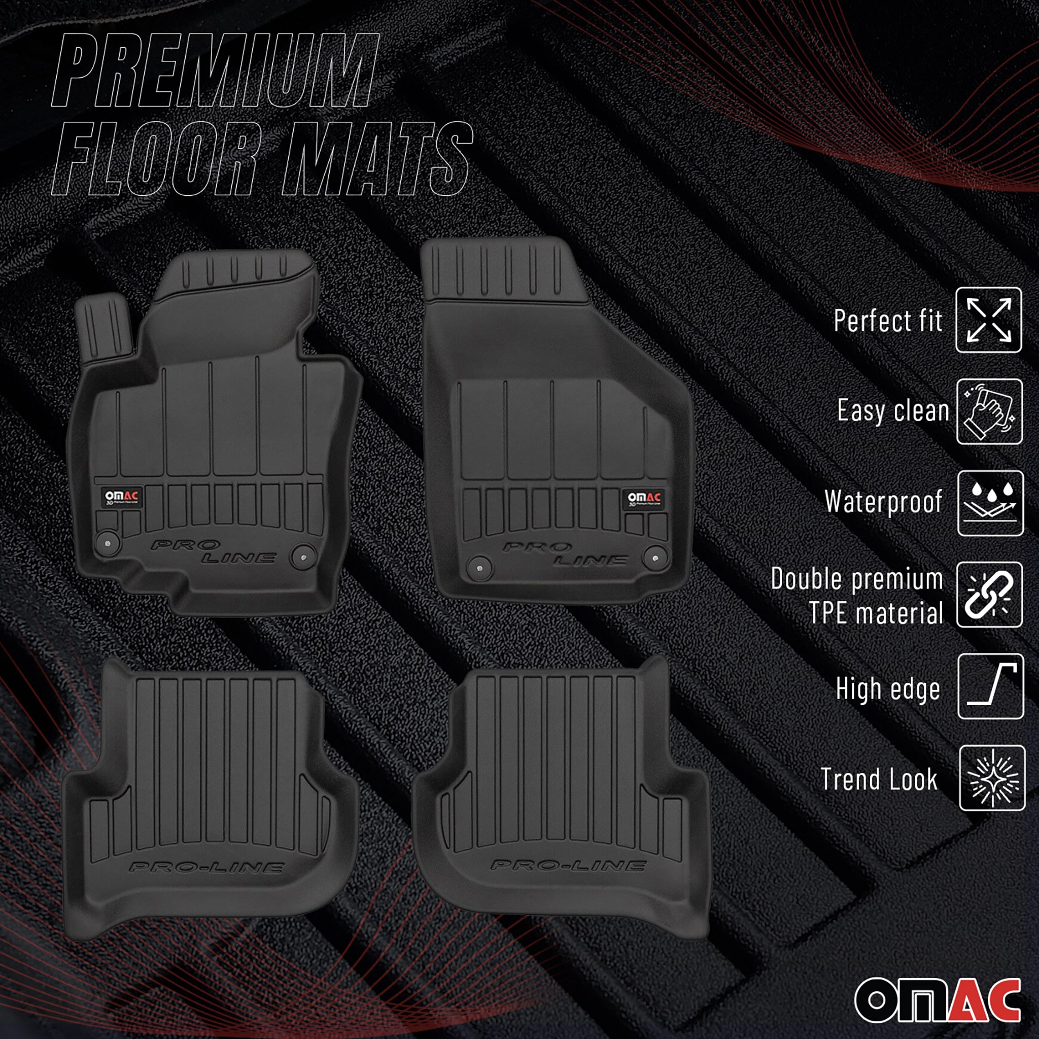 Tapis de Sol pour Skoda Yeti 2009-2017 Caoutchouc TPE Noir