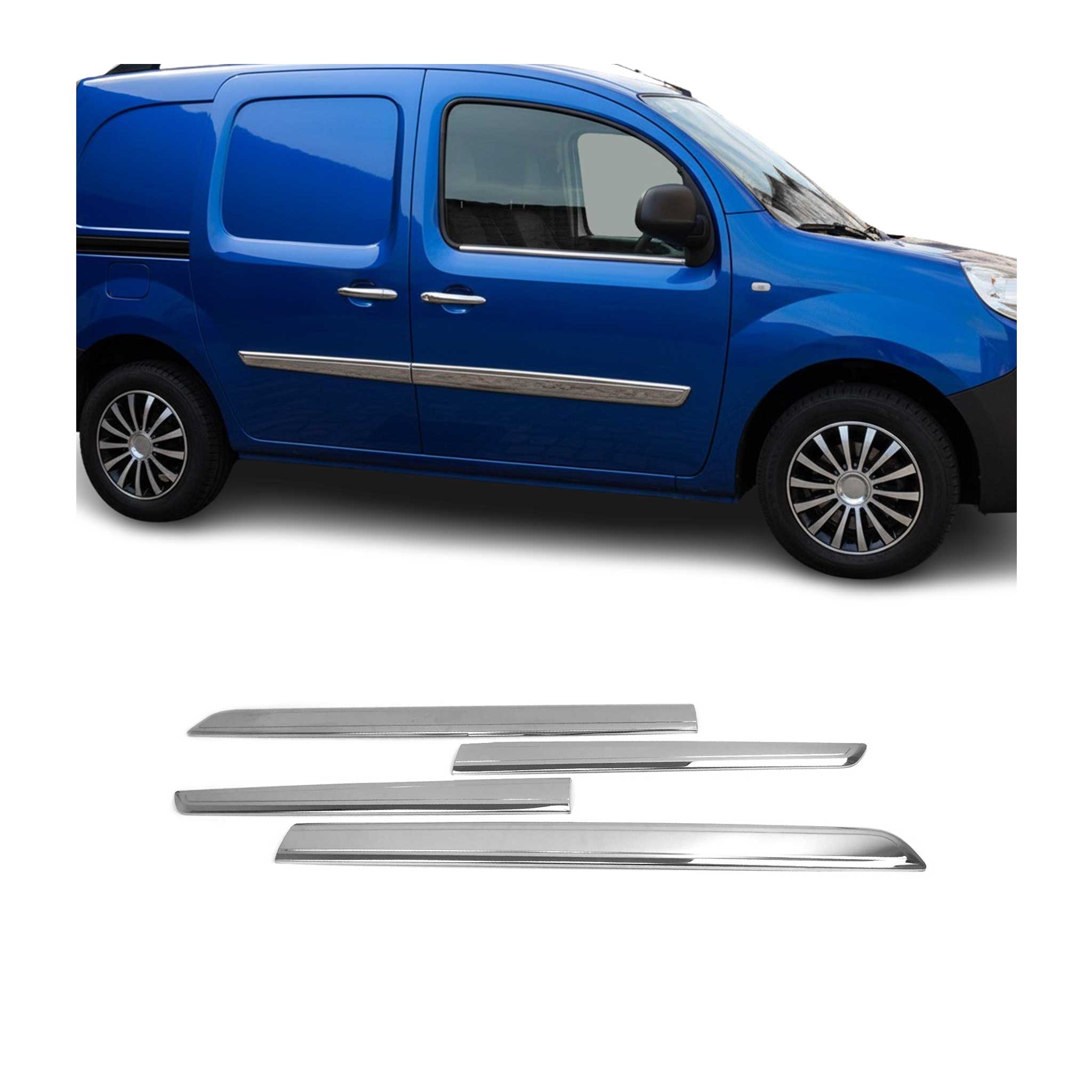 Garniture Baguette de porte latérale pour Renault Kangoo 2008-2021 inox 4Pcs