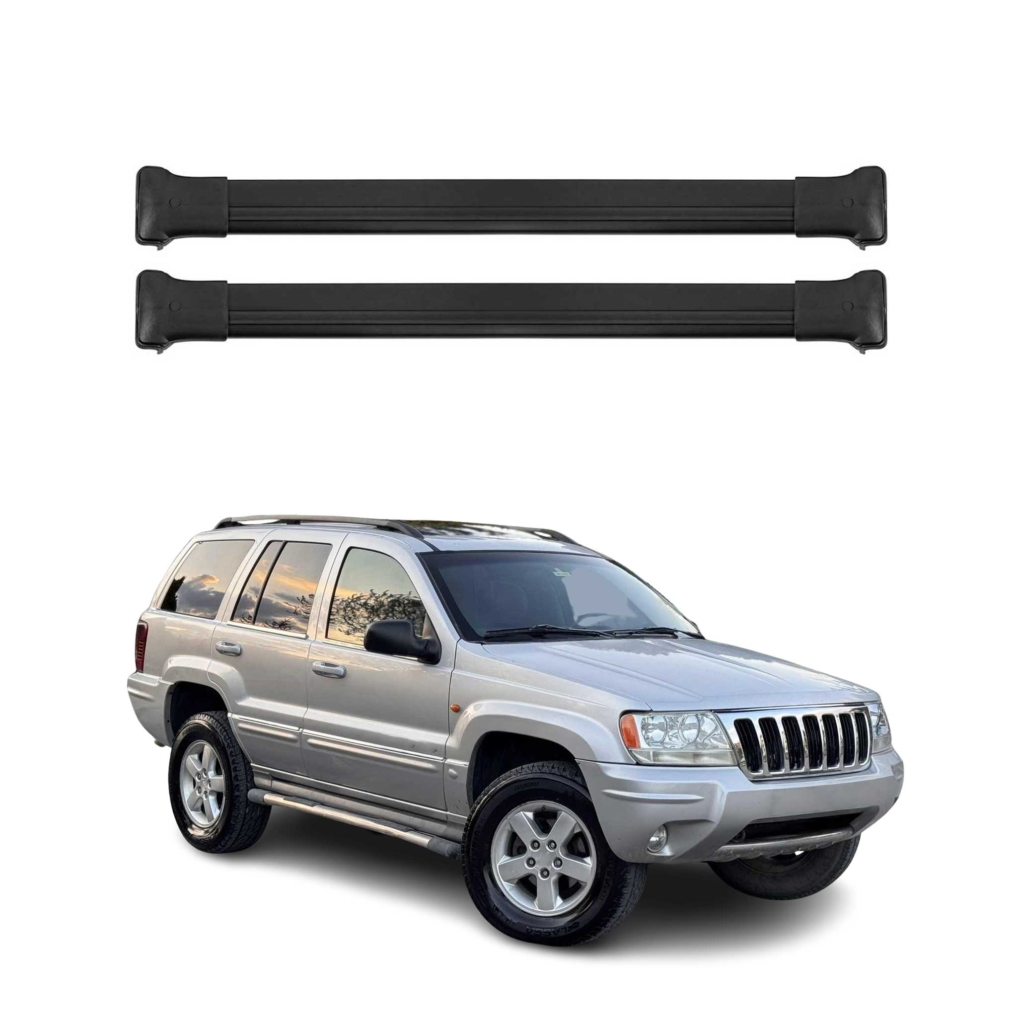 Barres de toit transversales pour Jeep Grand Cherokee 1999-2004 Aluminium Noir