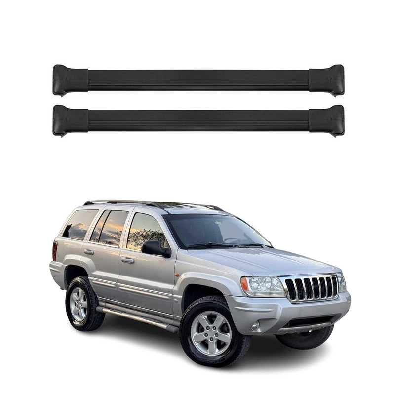 Barres de toit transversales pour Jeep Grand Cherokee 1999-2004 Aluminium Noir