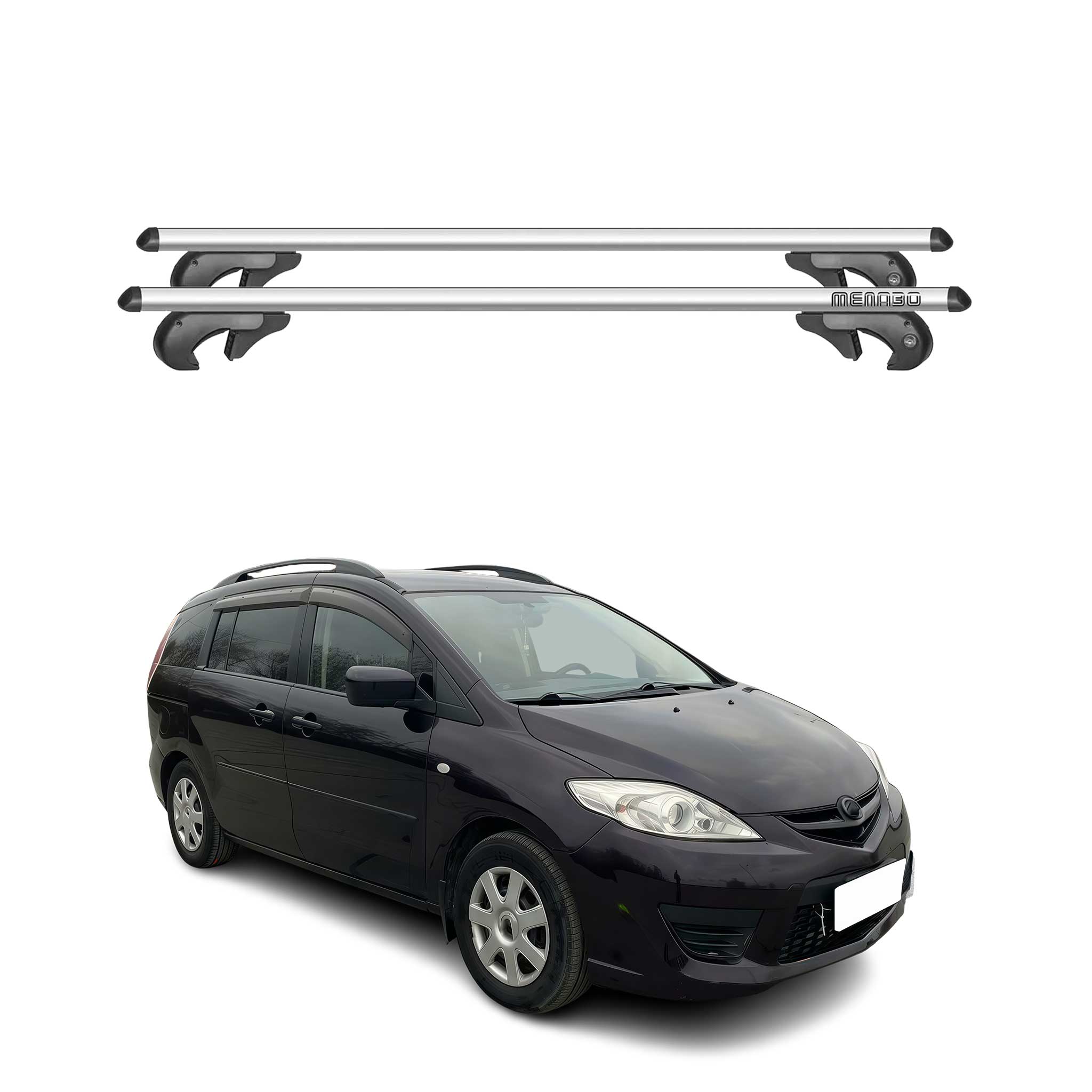 Barres de toit transversales pour Mazda 5 2008-2013 Aluminium Gris Auto 90kg 2x