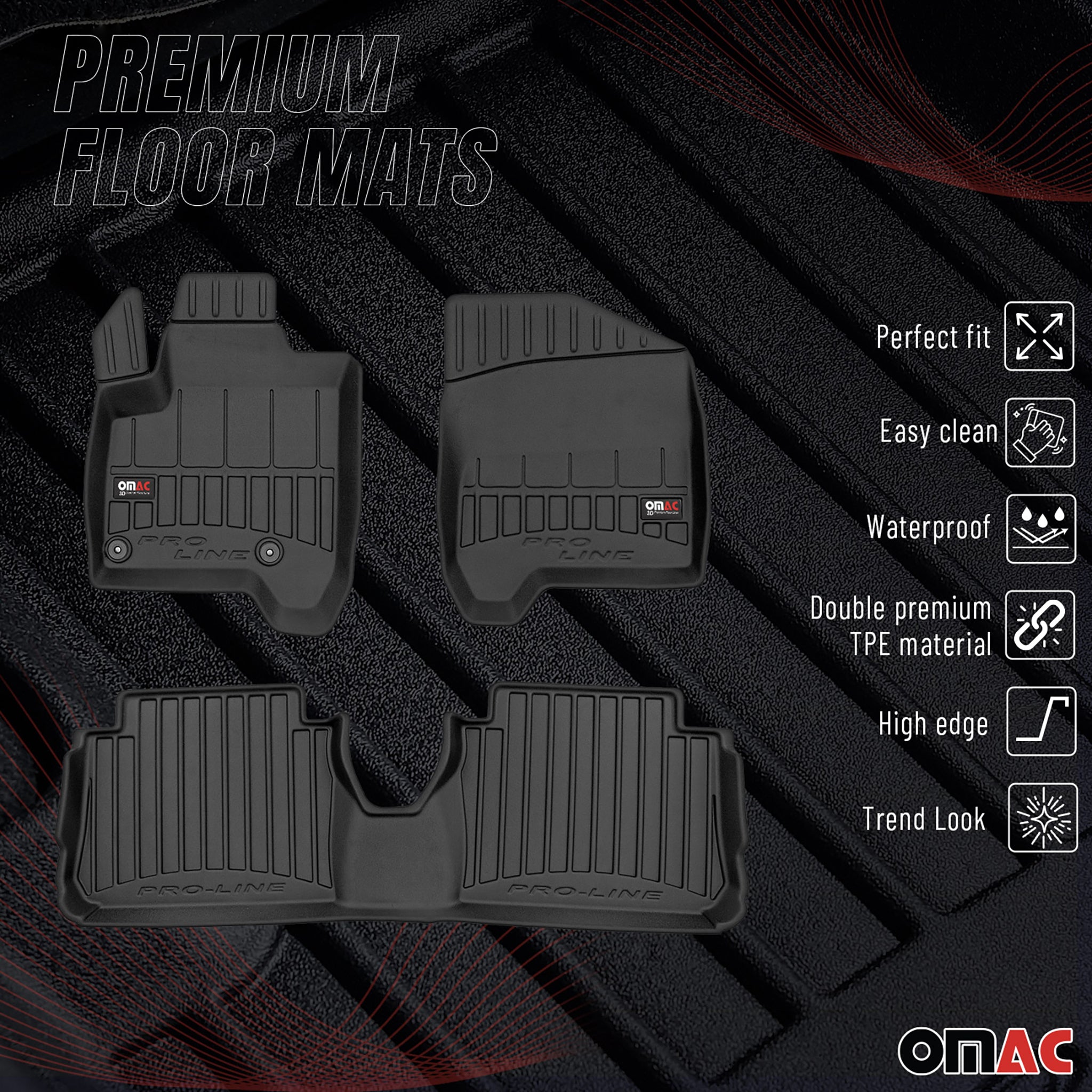 Tapis de Sol Voiture pour Citroen C3 Picasso 2009-2016 Caoutchouc TPE Noir