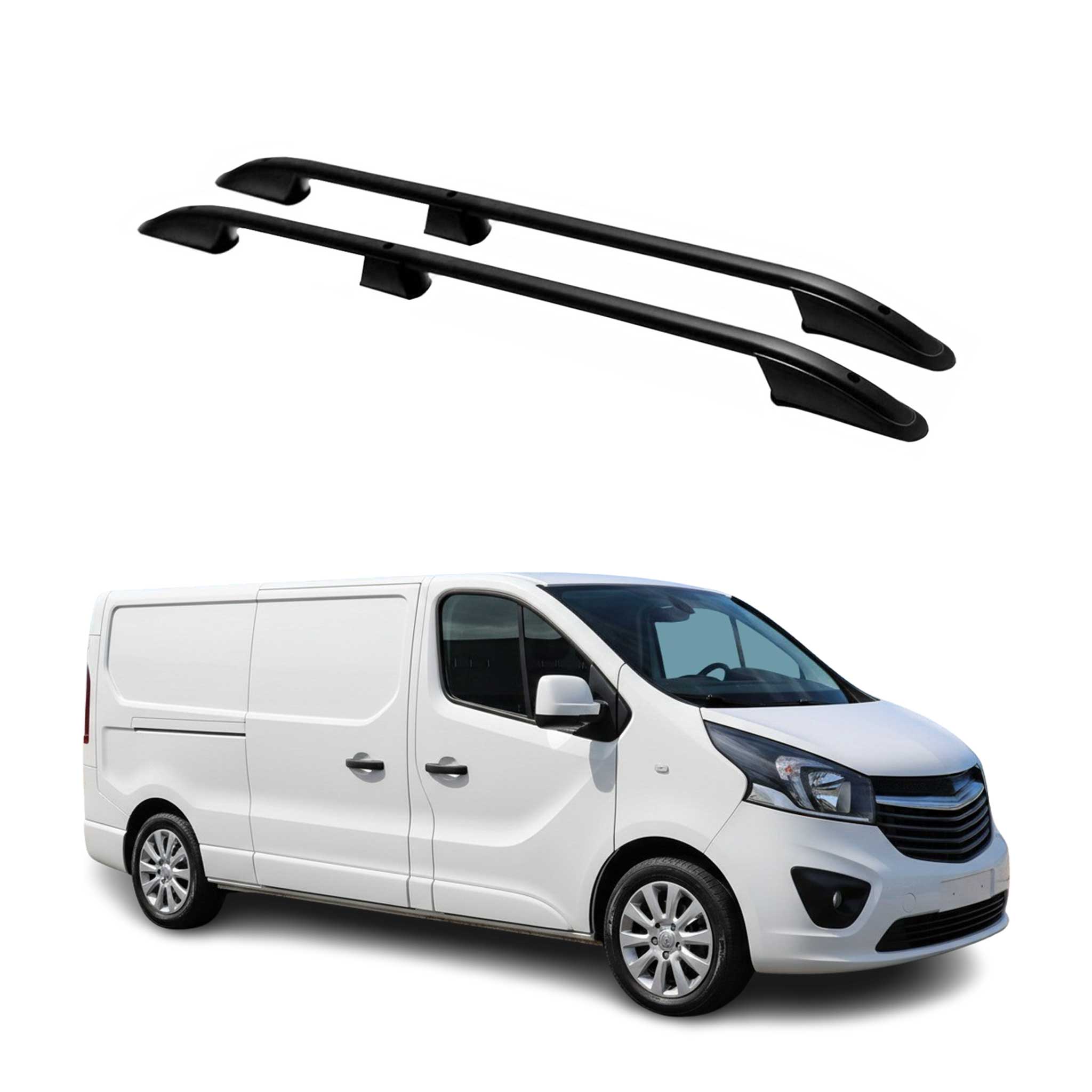 Barres de toit longitudinales pour Renault Trafic 2014-2024 L2 Long Alu Noir