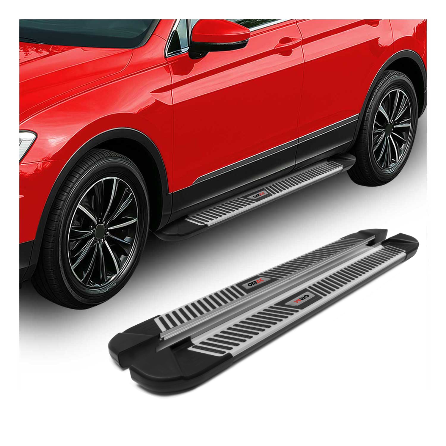Marchepieds Latéraux pour Citroen C-Crosser 2007-2012 Aluminium Argent Noir