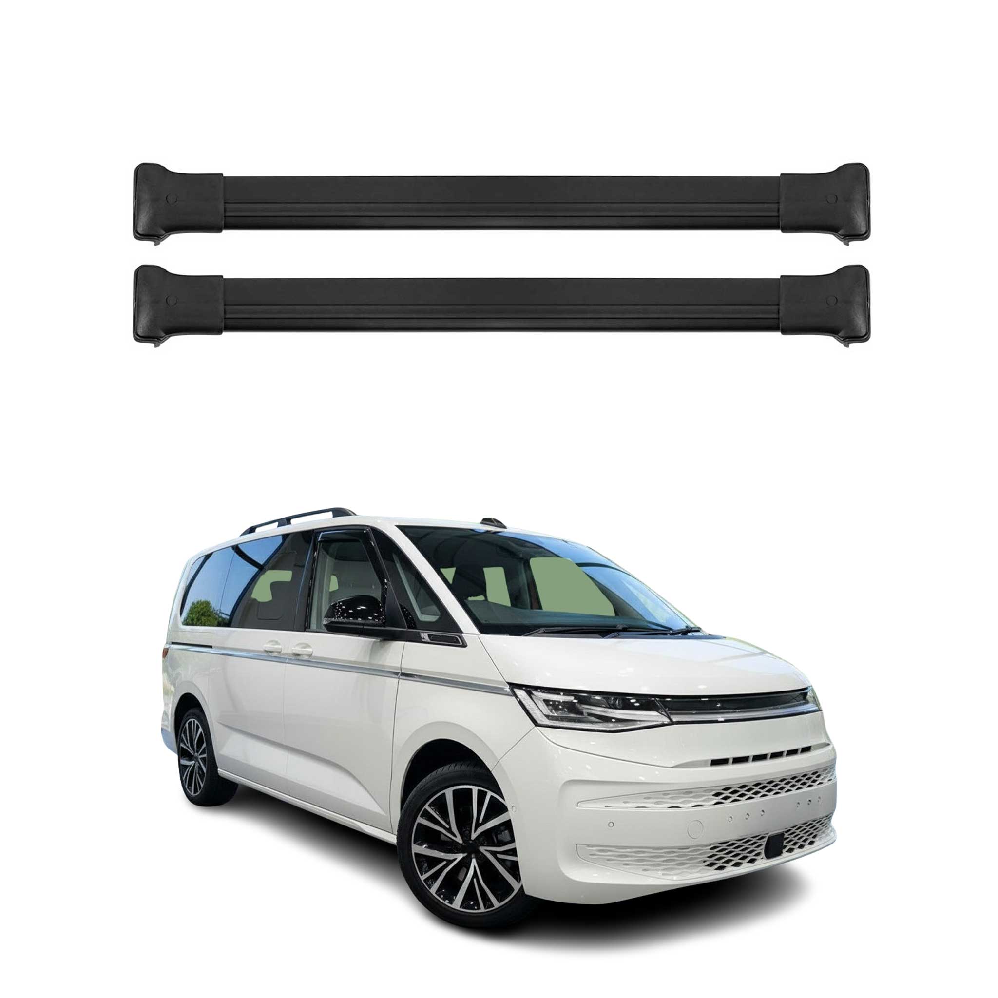 Barres de Toit Transversales pour VW T7 Multivan 2021-2026 Aluminium Noir 2x