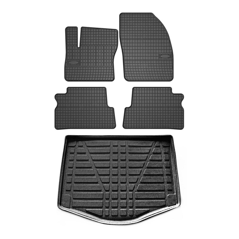 Kit Tapis de sol et coffre pour Ford C-Max 2007-2010 TPE Noir