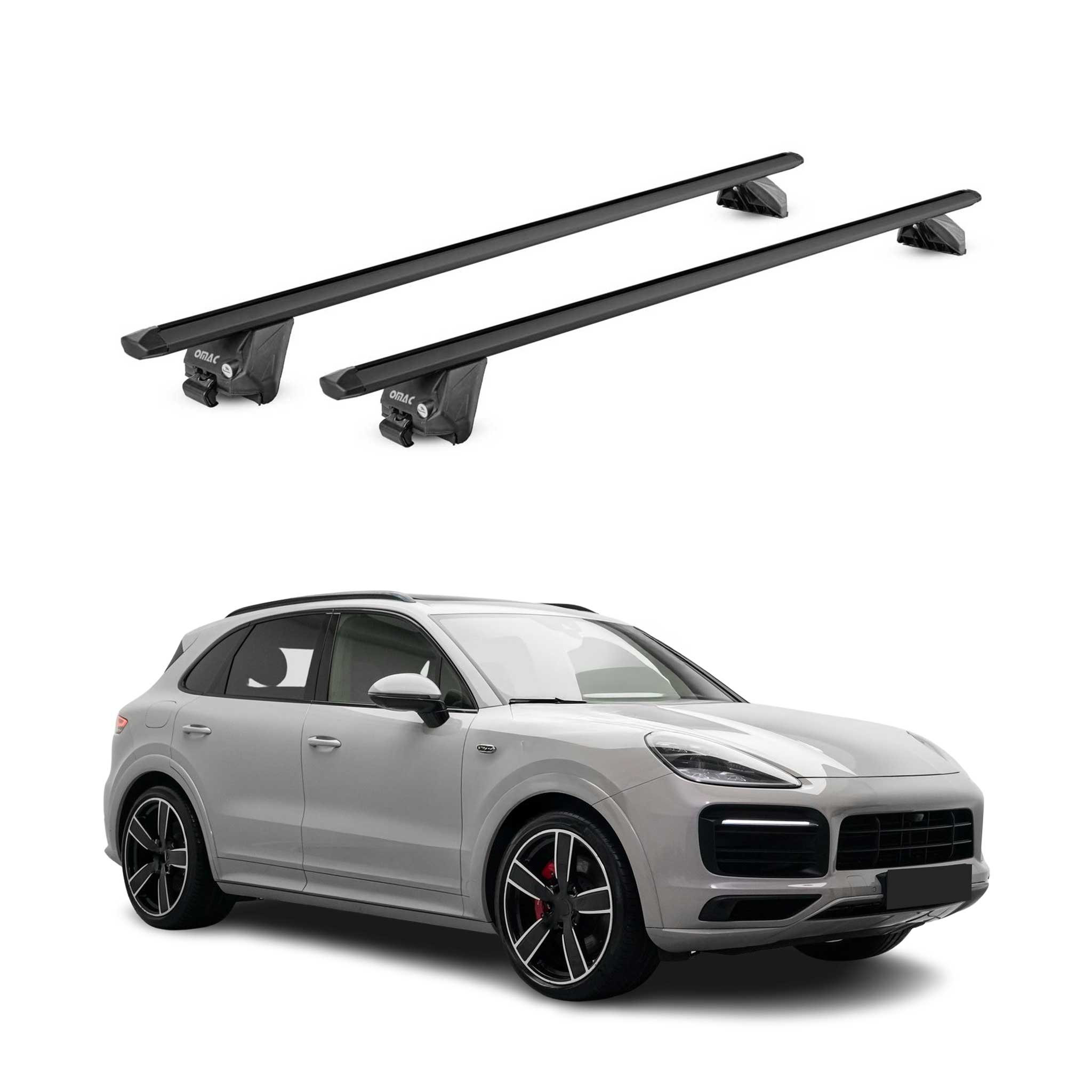 Barres de toit transversales ABE pour Porsche Cayenne PO536 2019-26 Alu Noir