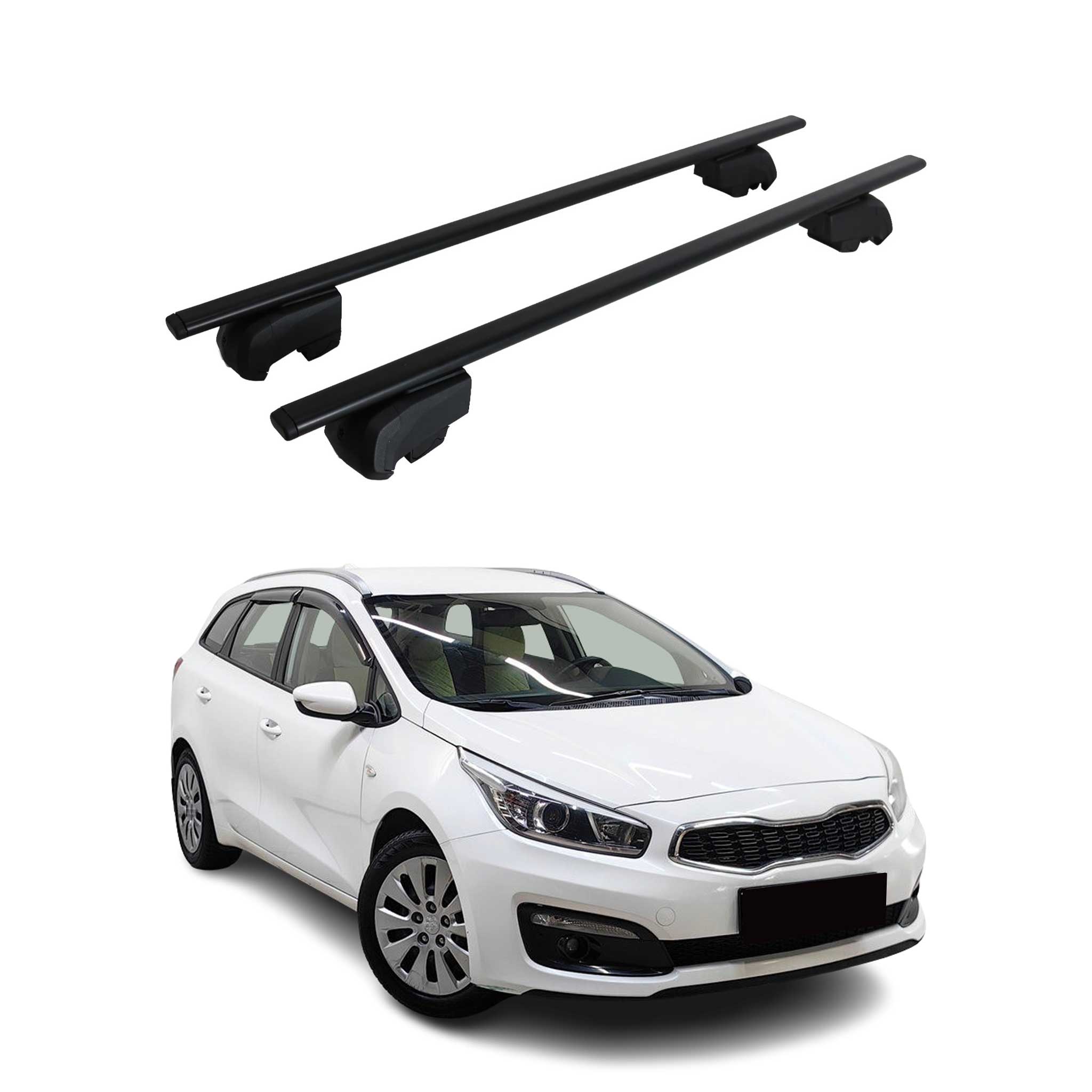 Barres de toit Transversales pour Kia Cee'D JD 2012-2018 ABE Noir