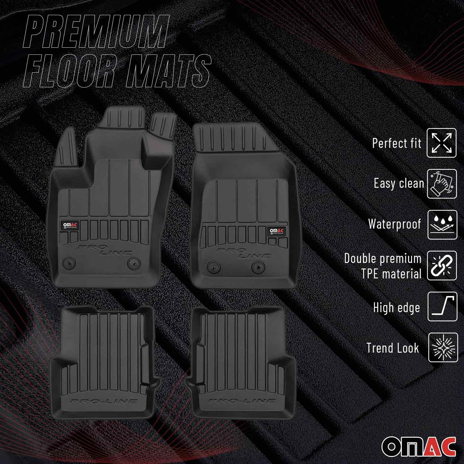 OMAC Tapis de sol caoutchouc pour Fiat 500X 2015-2026 Noir TPE Premium