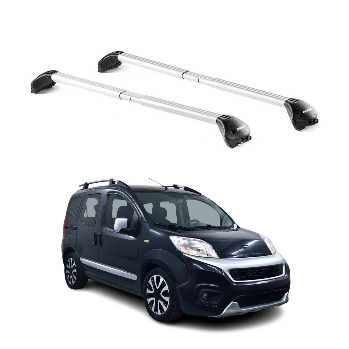 Barres de toit transversales pour Fiat Fiorino 2008-2024 Gris Argenté 2x ABE