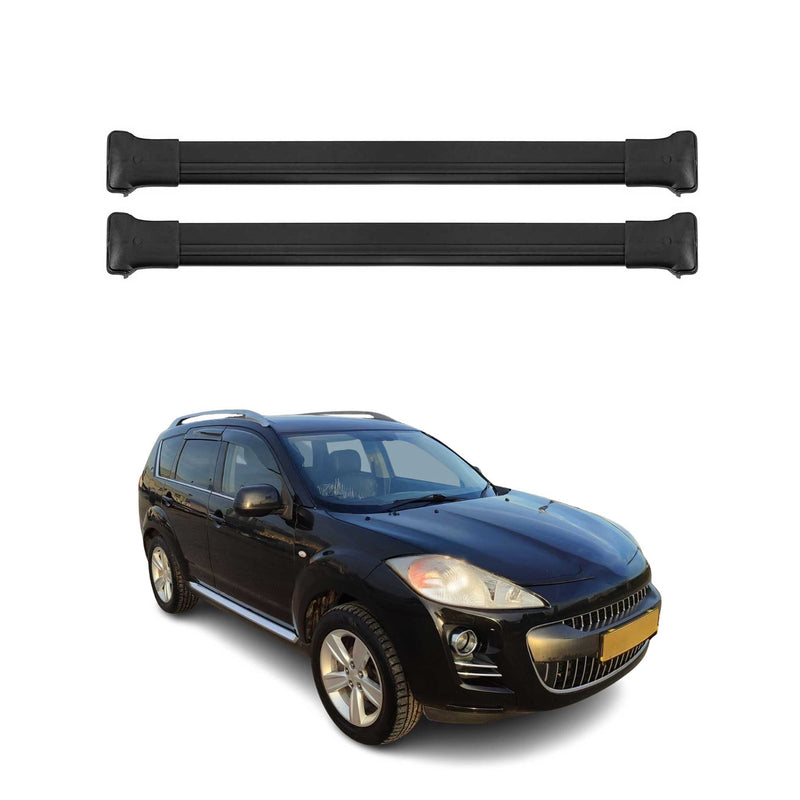 Barres de toit transversales pour Peugeot 4007 2007-2012 Aluminium Noir