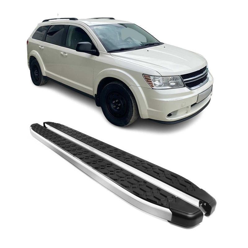 Marchepieds Latéraux pour Dodge Journey 2008-2024 Gris Noir Aluminium 2Pcs