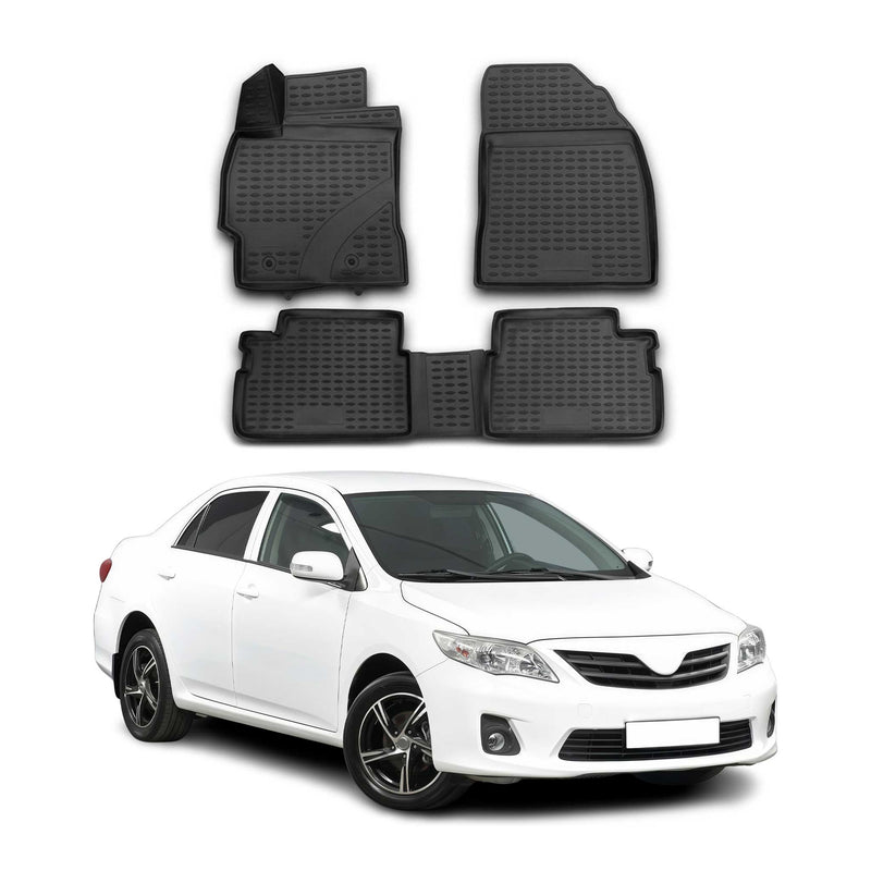 Tapis de sol pour Toyota Corolla 2007-2013 en caoutchouc TPE 3D Noir 4Pcs
