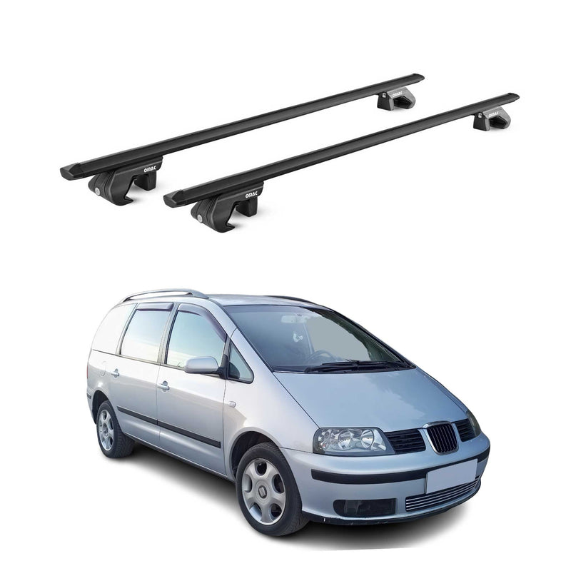 Barres de toit transversales ABE pour Seat Alhambra 7M 1996-2020 5 P Alu Noir 2x