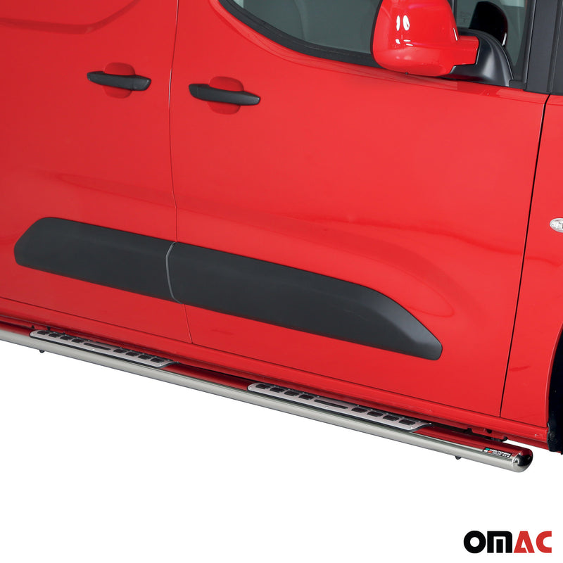 Marchepieds Latéraux pour Opel Combo 2018-2025 L2 Acier Inoxydable Argent
