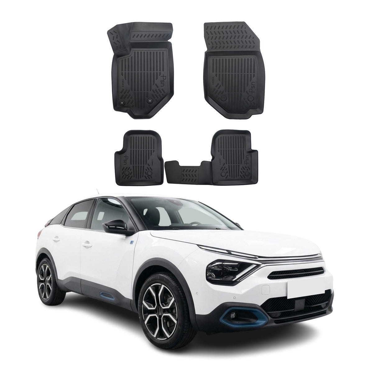 Tapis de sol pour Citroen C4 C4-X 2020-2027 Essence Noir 3D en TPE 4Pcs