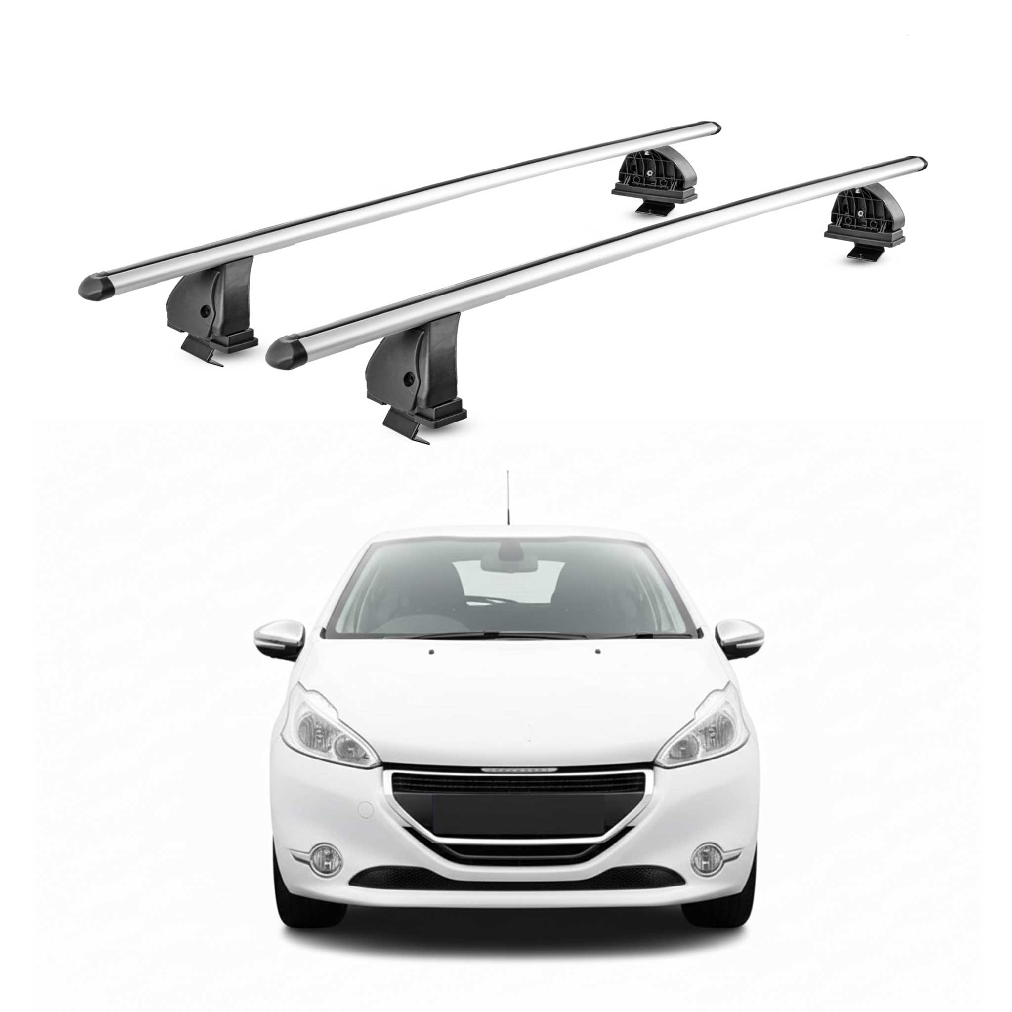 Barres de toit transversales Alu pour Peugeot 208 I 2012-2019 3/5 Portes Gris