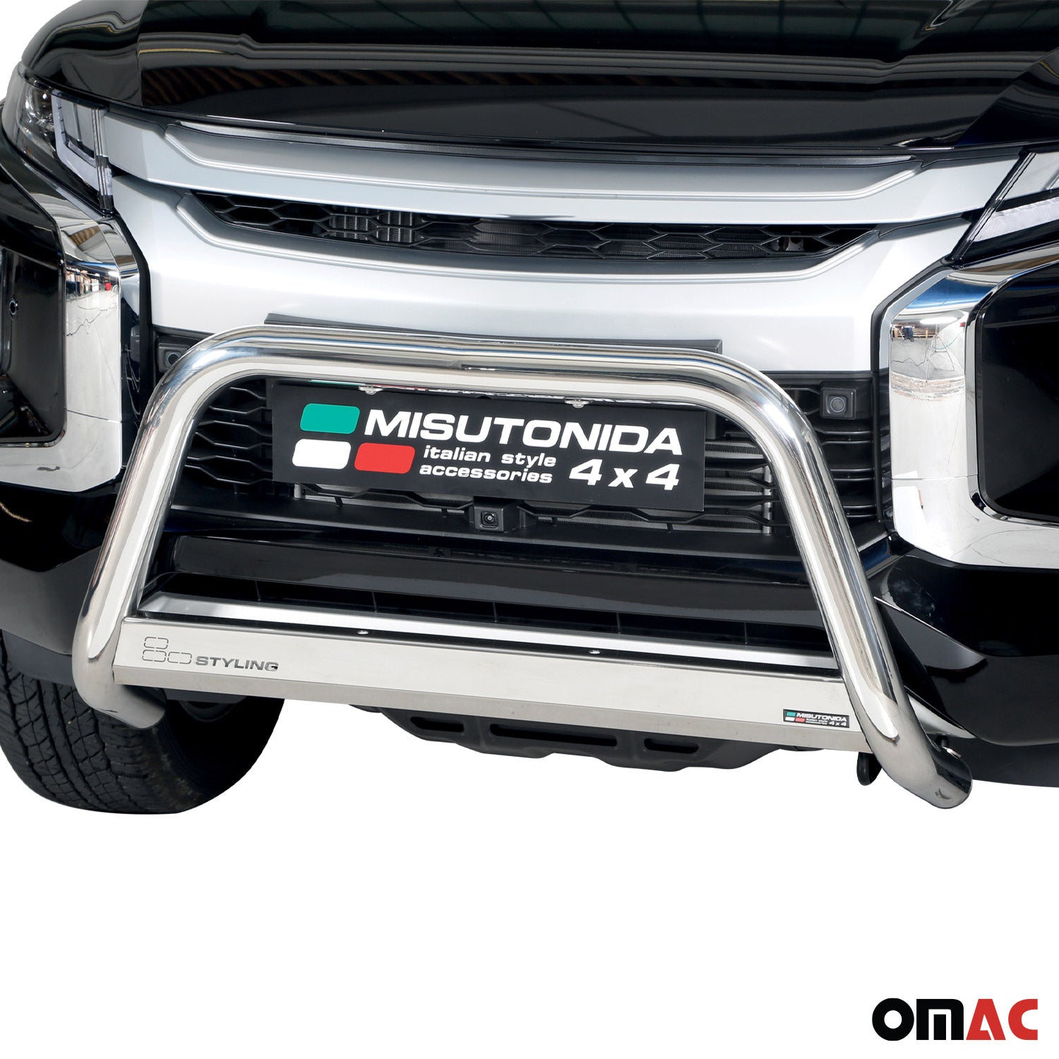 Pare-buffle Avant pour Mitsubishi L200 2019-2023 63 mm en Acier Gris
