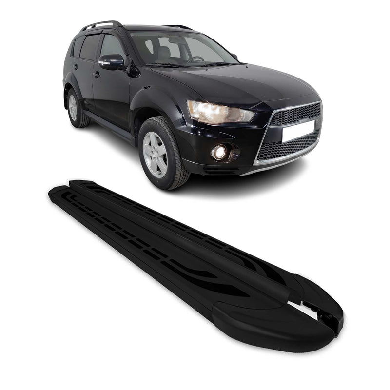 Marchepieds Latéraux pour Mitsubishi Outlander 2006-2012 Aluminium Noir 2Pcs