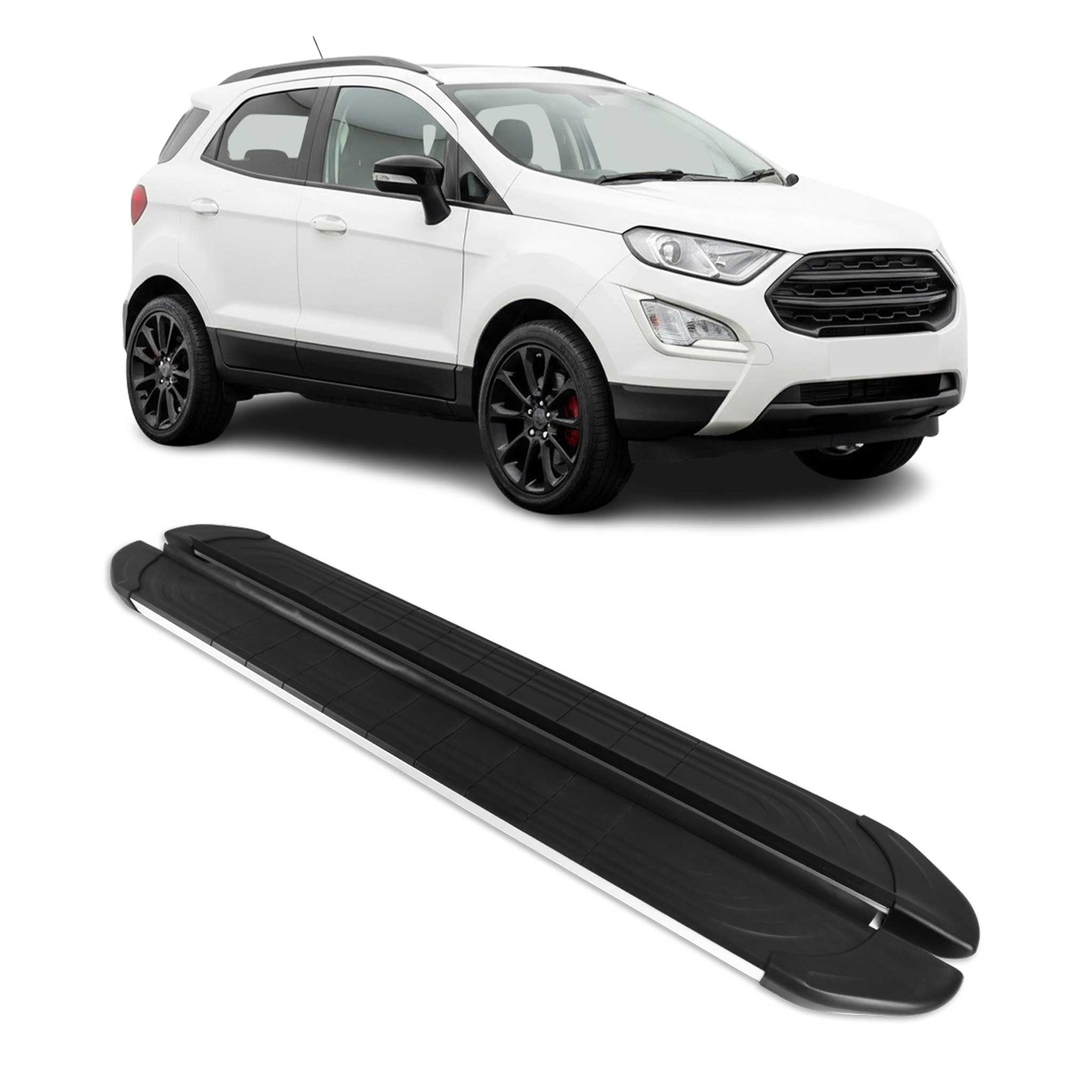 Marchepieds Latéraux pour Ford Ecosport 2013-2024 Aluminium Gris Noir 2Pcs
