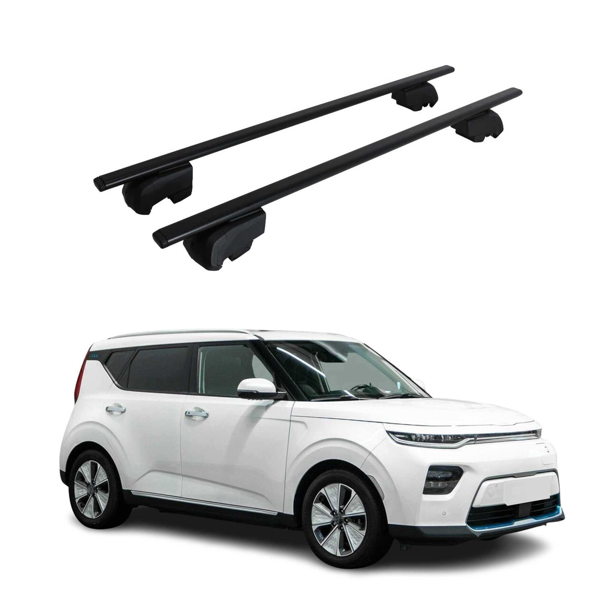 Barres de toit Transversales pour Kia Soul EV 2020-2023 Fer Noir ABE